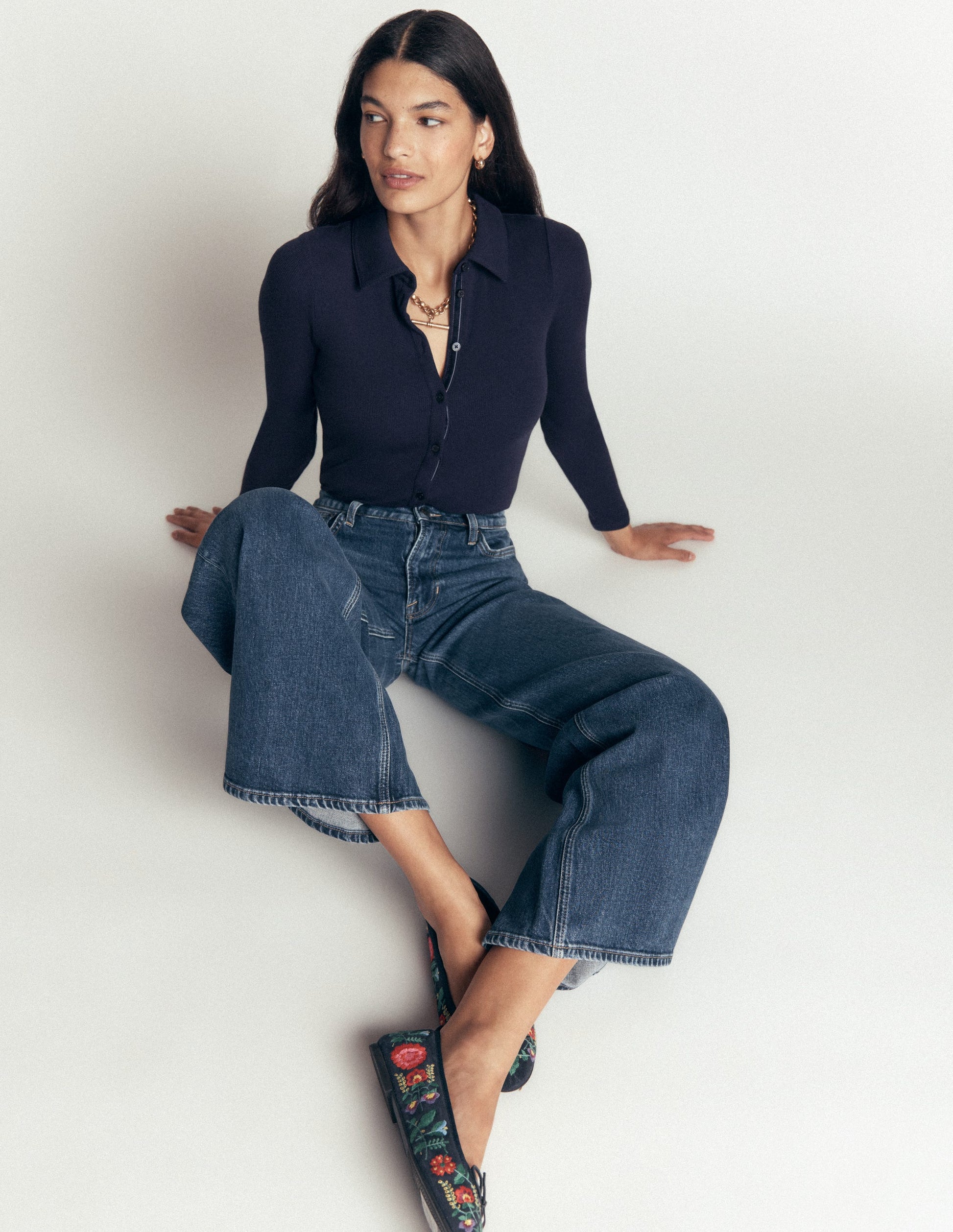 Jersey Velvet Ribbed Shirt-Navy-4
