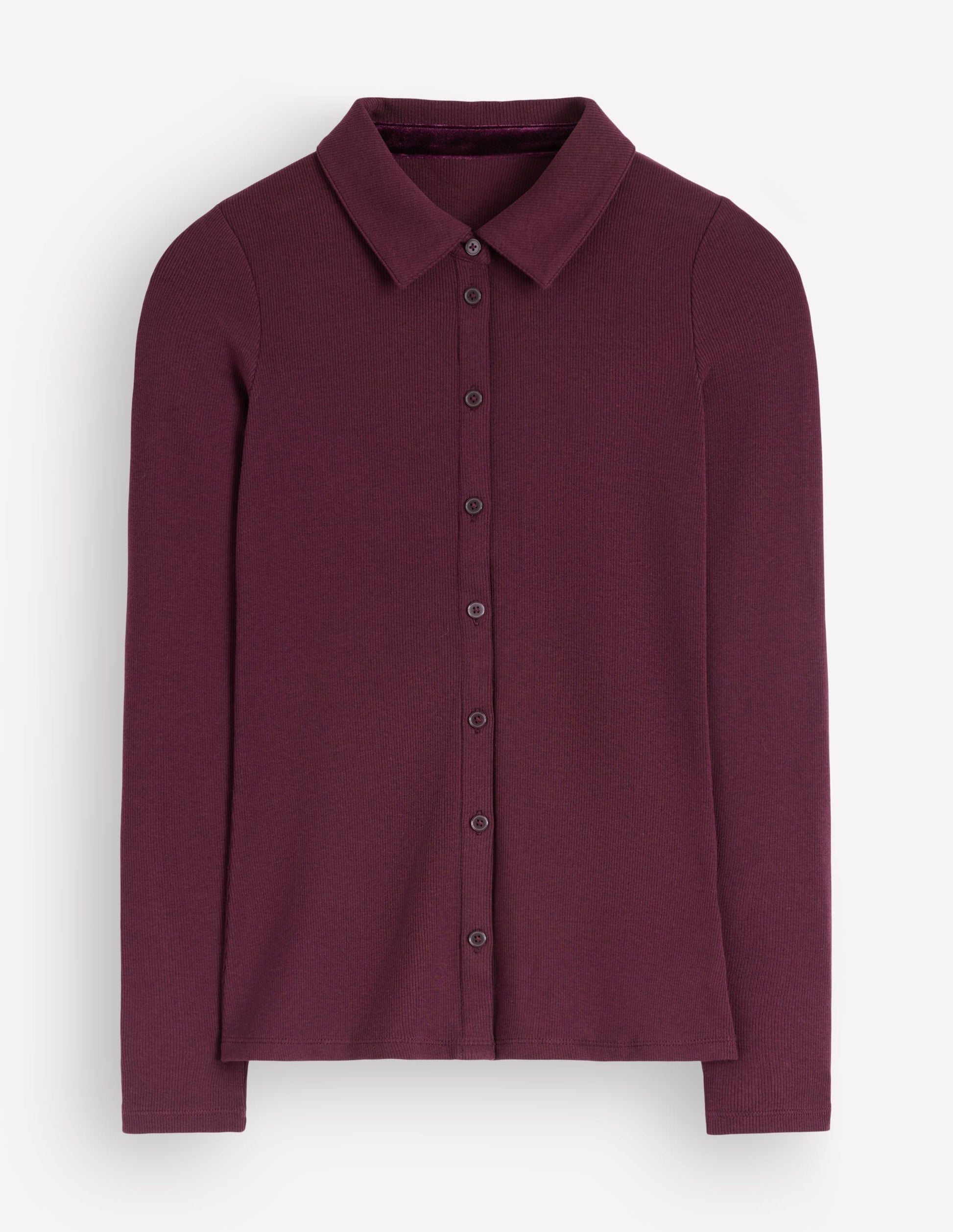 Jersey Velvet Ribbed Shirt-Dark Cherry-5