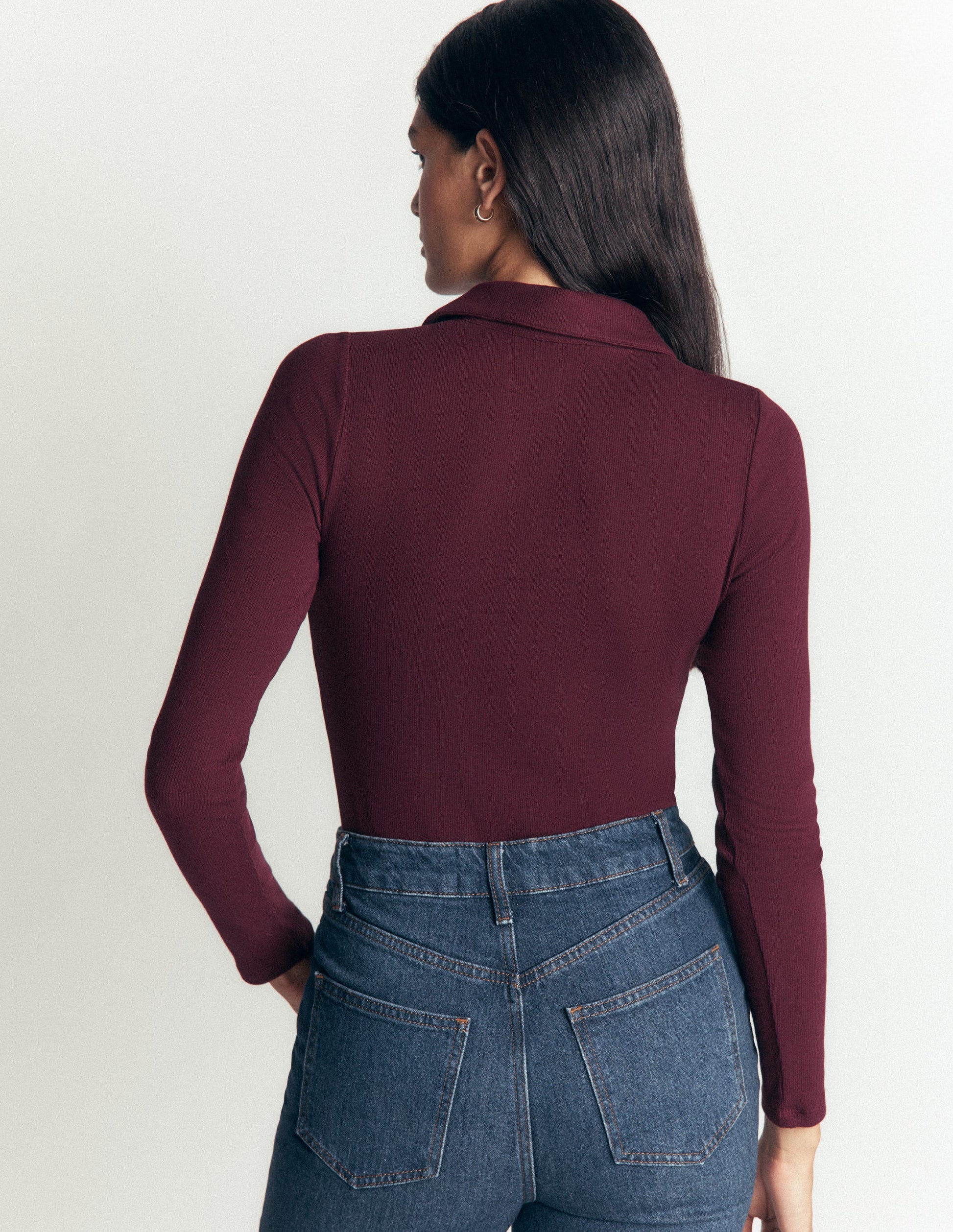 Jersey Velvet Ribbed Shirt-Dark Cherry-3