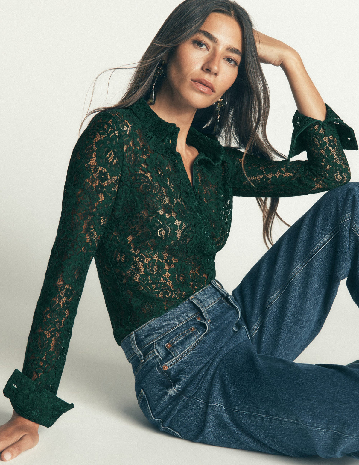 Jersey Lace Shirt-Green Pine-1