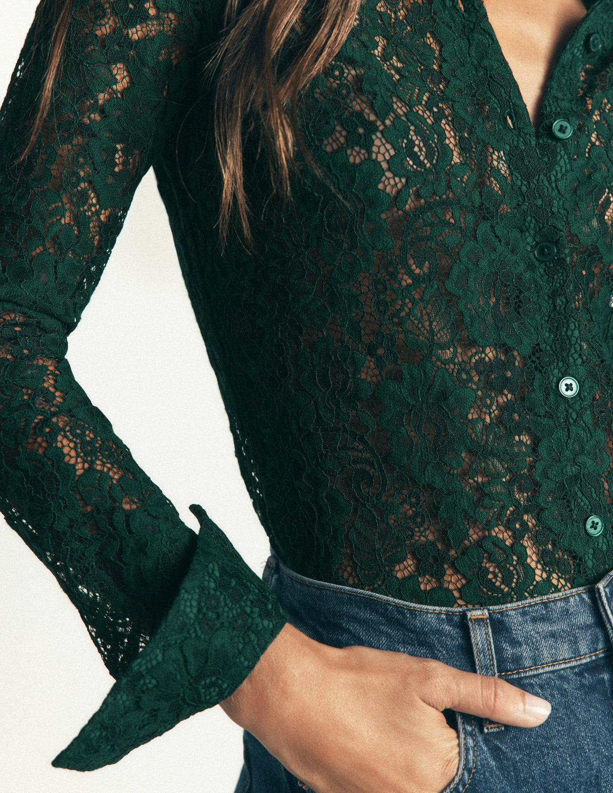 Jersey Lace Shirt-Green Pine-2