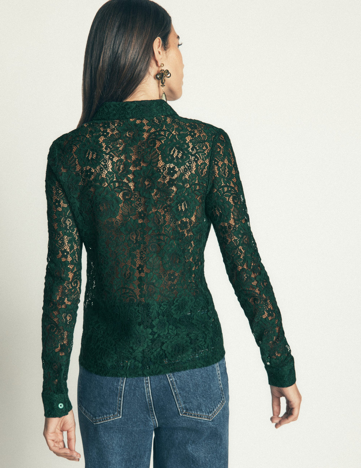 Jersey Lace Shirt-Green Pine-3