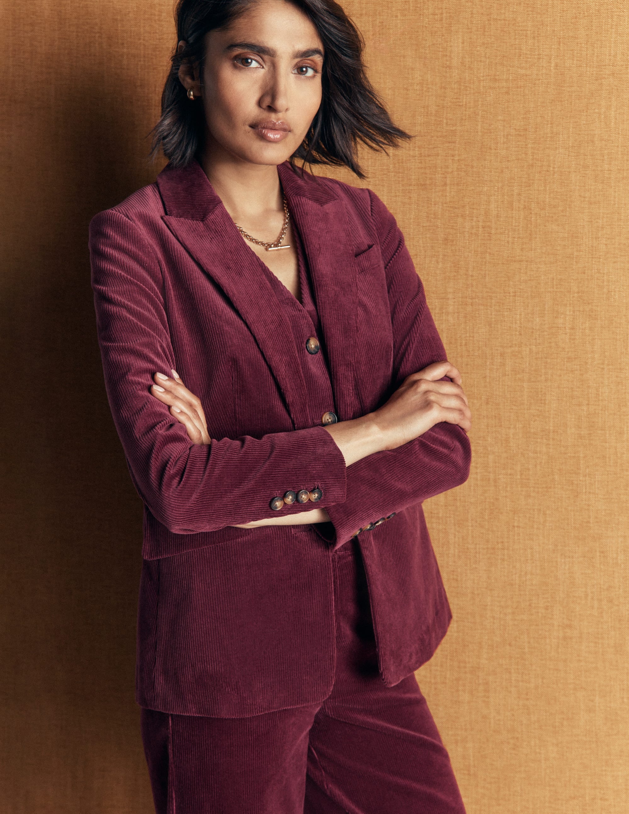 Stamford Cord Blazer-Dark Crimson - Image 1