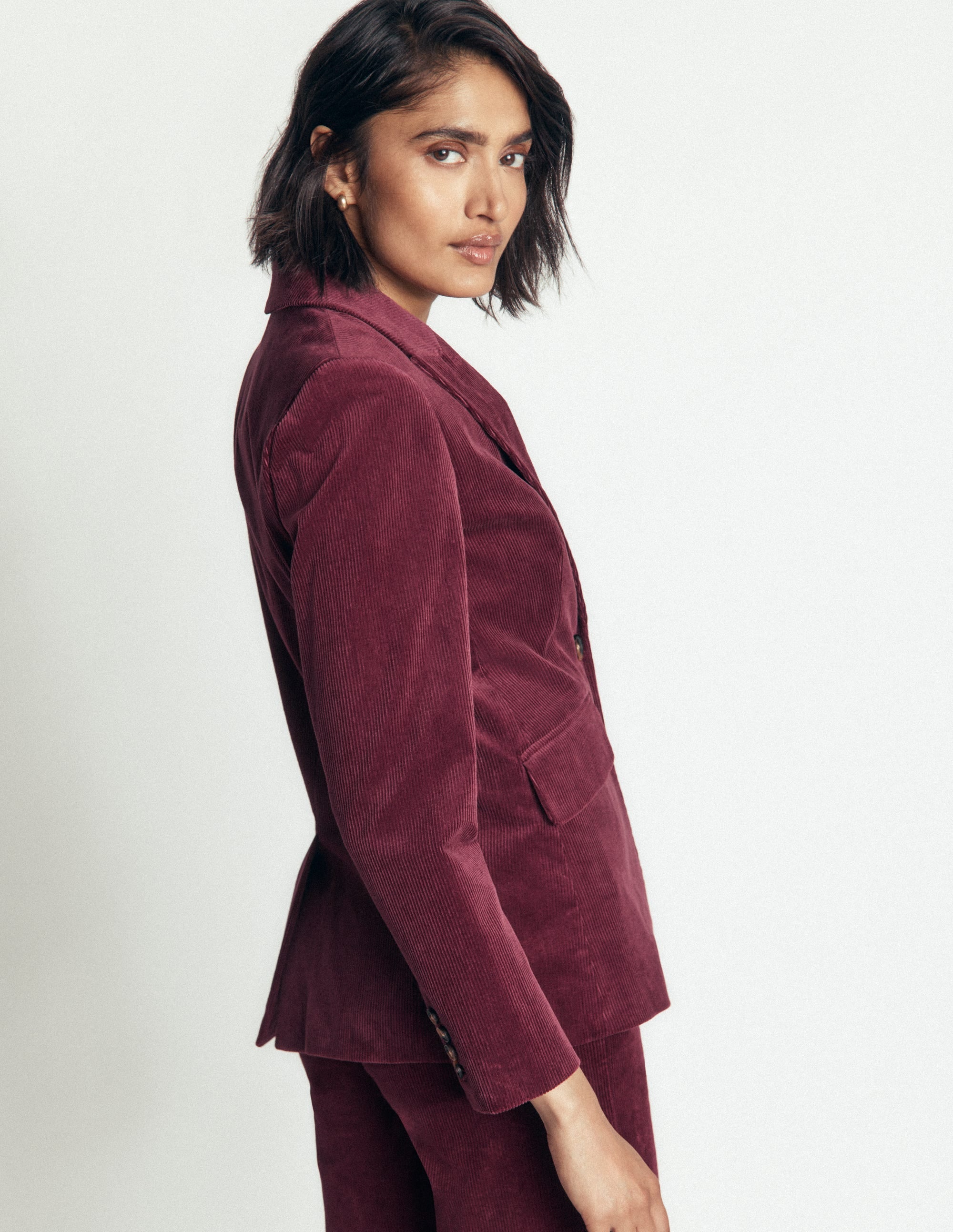 Stamford Cord Blazer-Dark Crimson - Image 3