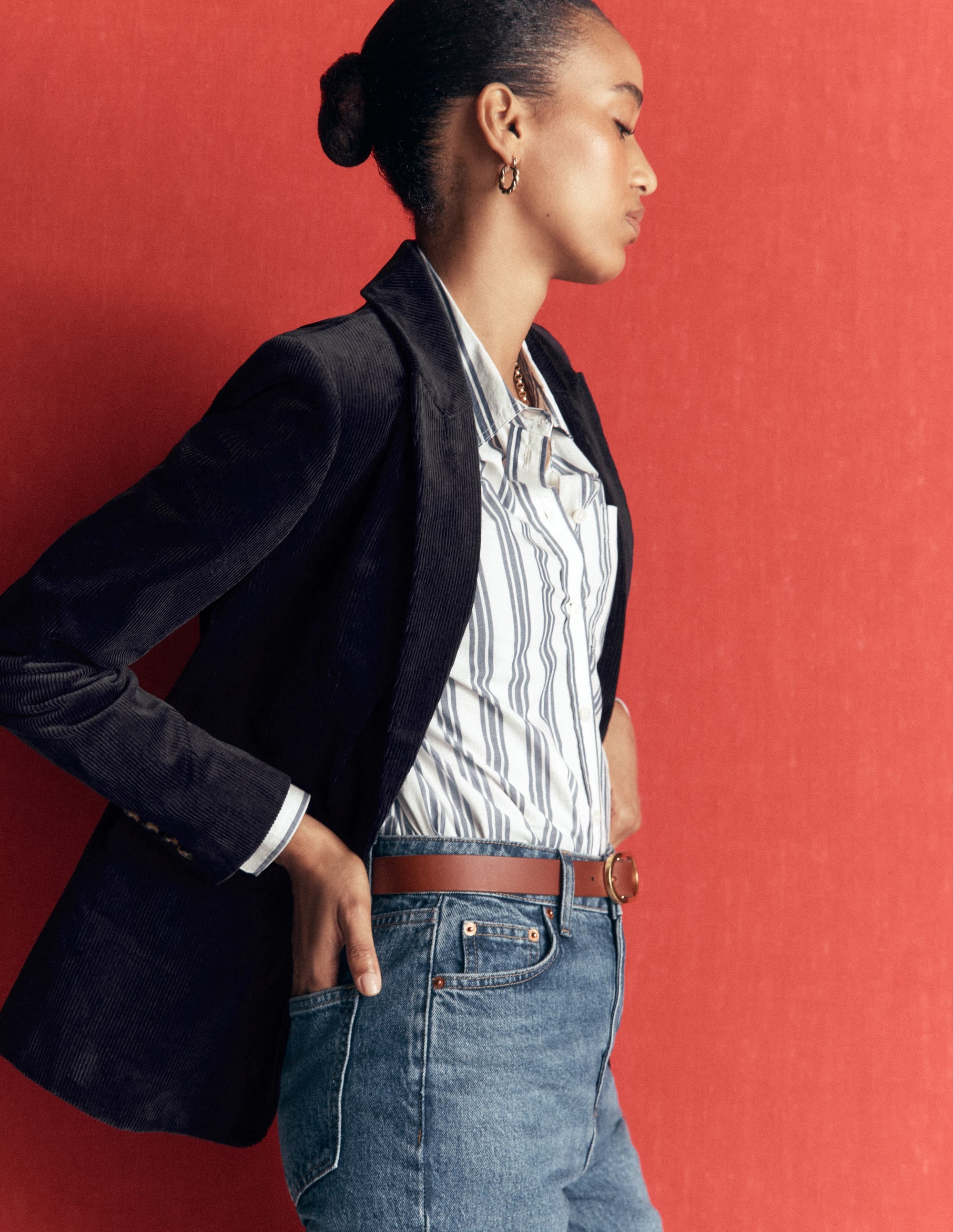 Stamford Cord Blazer-Navy - Image 5