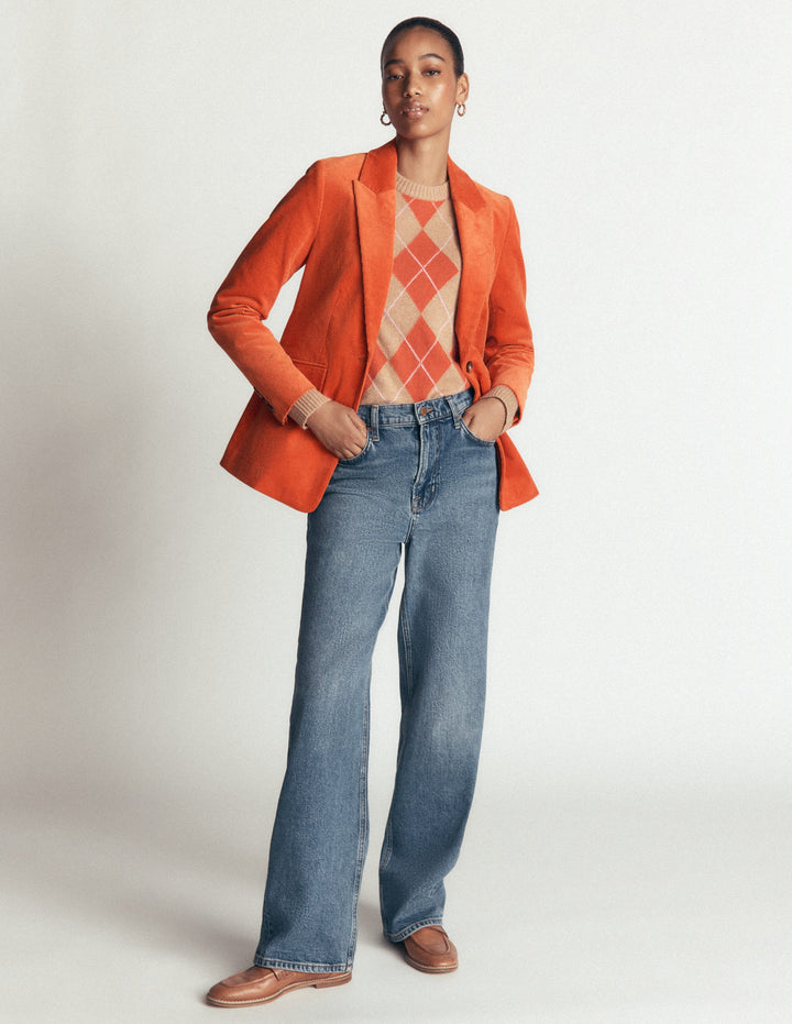 Stamford Cord Blazer-Spiced Ginger