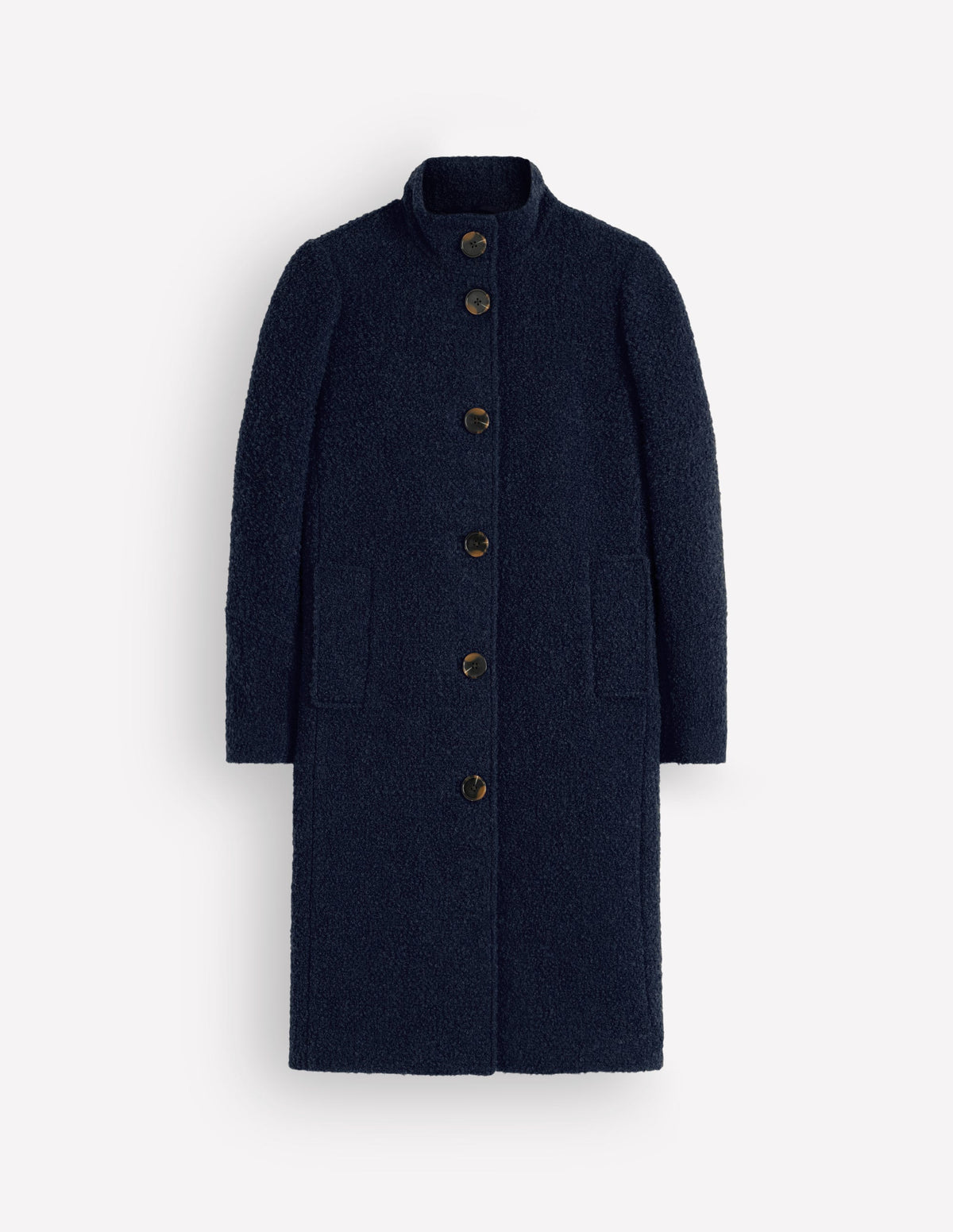 Funnel Neck Wool Coat-Navy-5