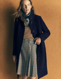 Funnel Neck Wool Coat-Navy