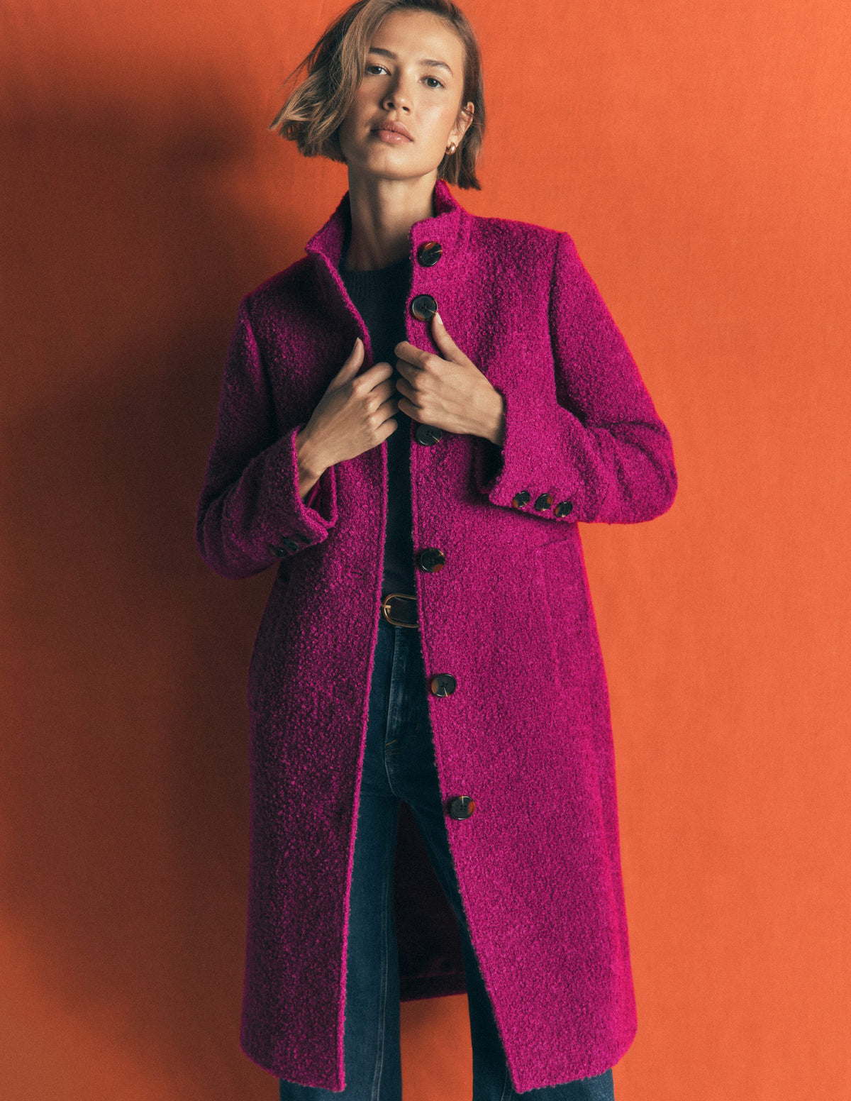 Funnel Neck Wool Coat-Festival Fuschia-1