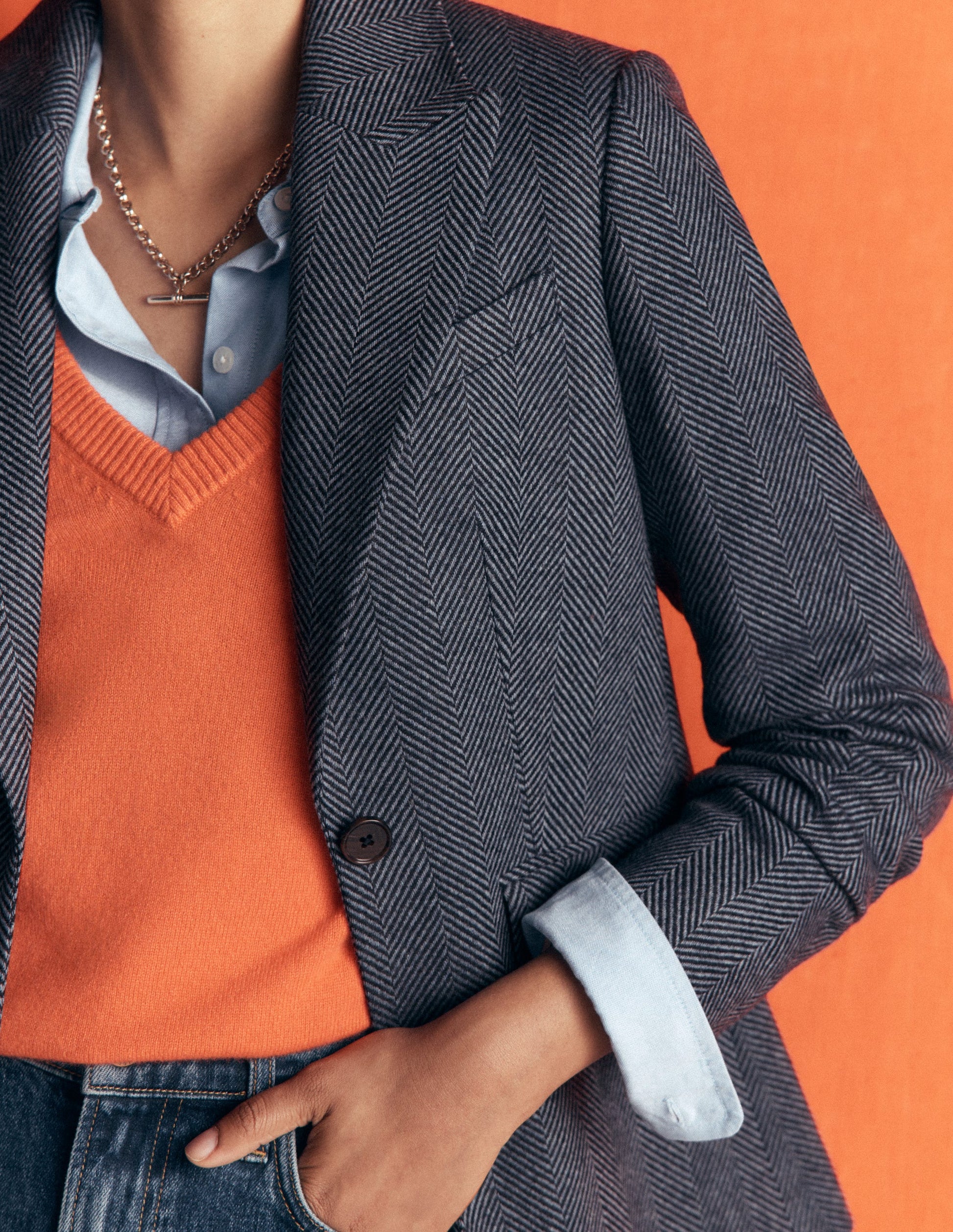 Stamford Wool Blazer-Blue and Navy Herringbone-2