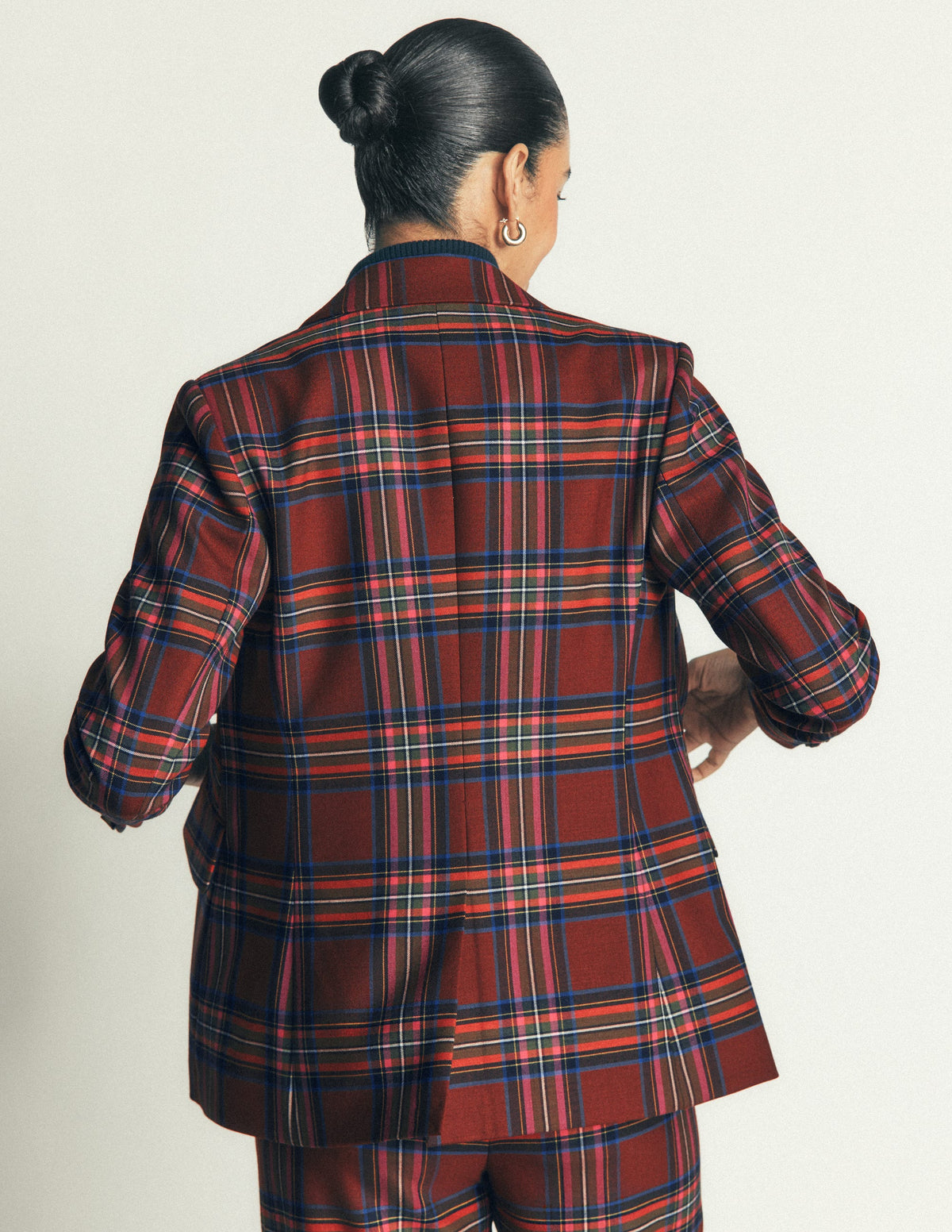 Stamford Wool Blazer-Brown, Blue and Orange Check - Image 4