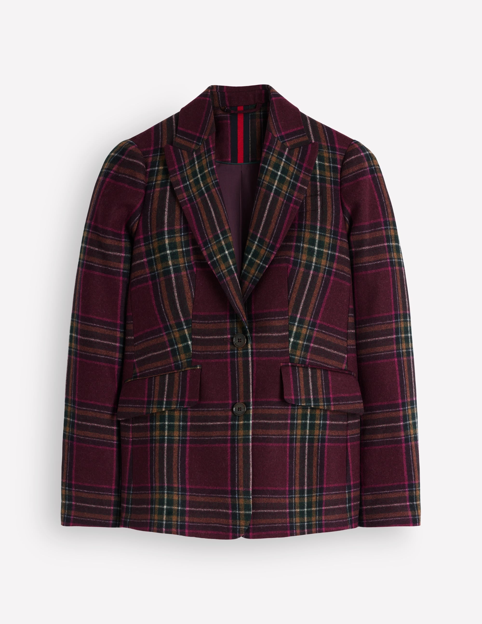 Stamford Wool Blazer-Maroon And Olive Check - Image 7