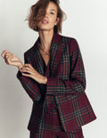 Stamford Wool Blazer-Maroon And Olive Check