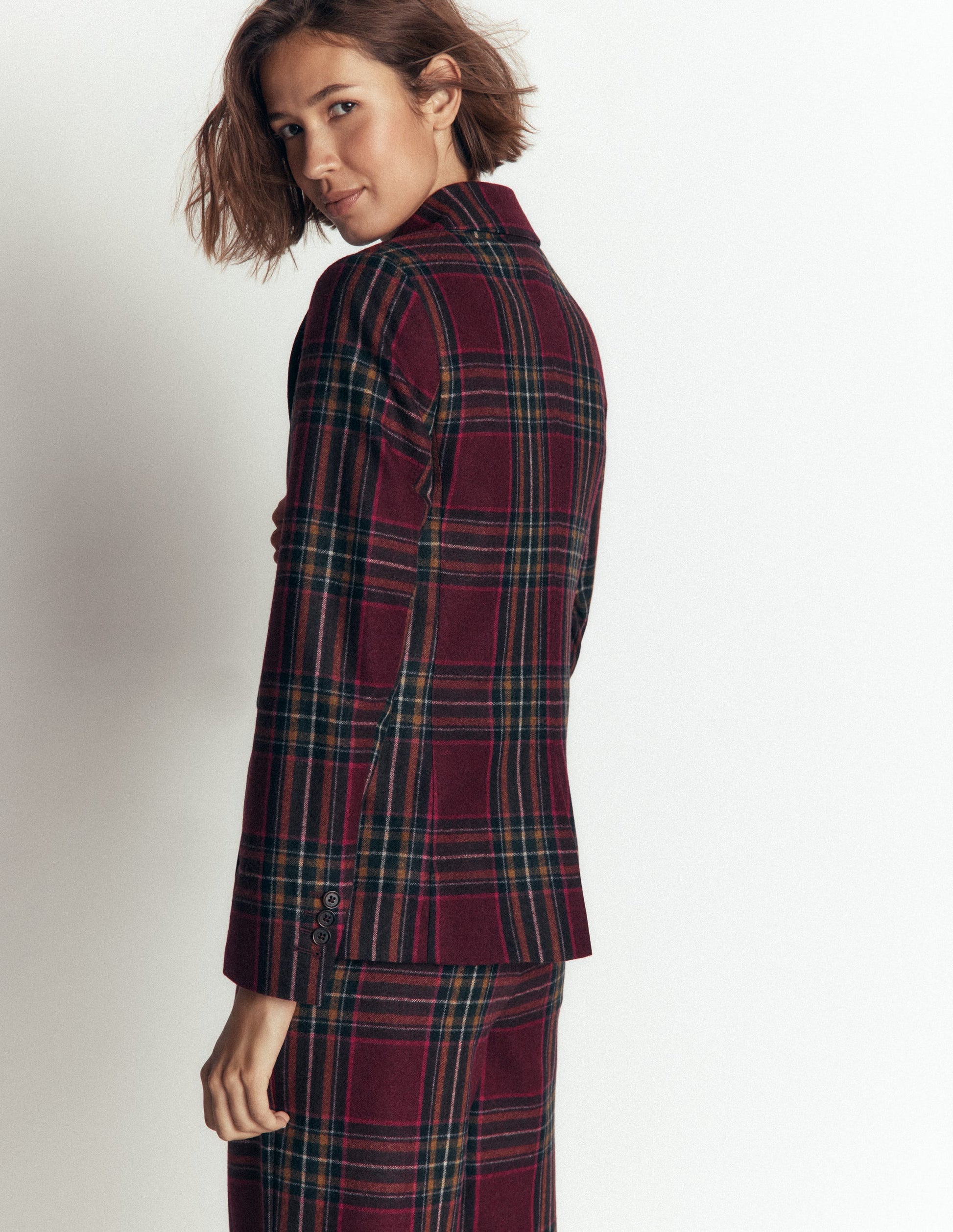 Stamford Wool Blazer-Maroon And Olive Check-4