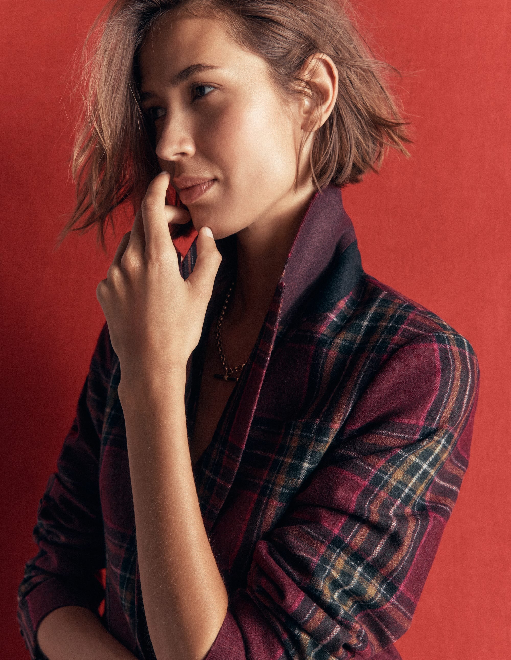 Stamford Wool Blazer-Maroon And Olive Check - Image 4