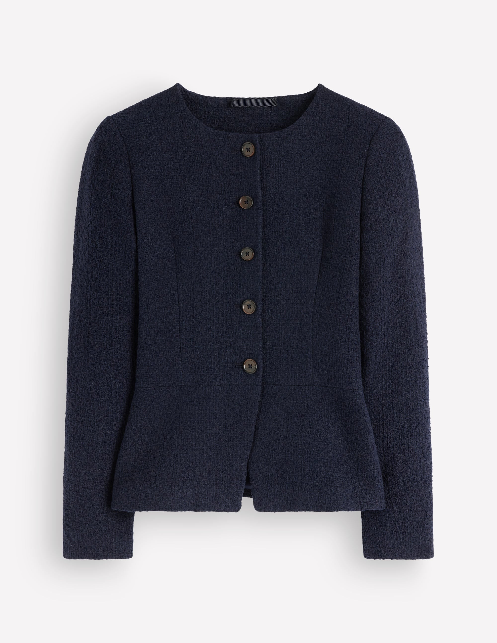 Collarless Tailored Blazer-Navy - Image 6