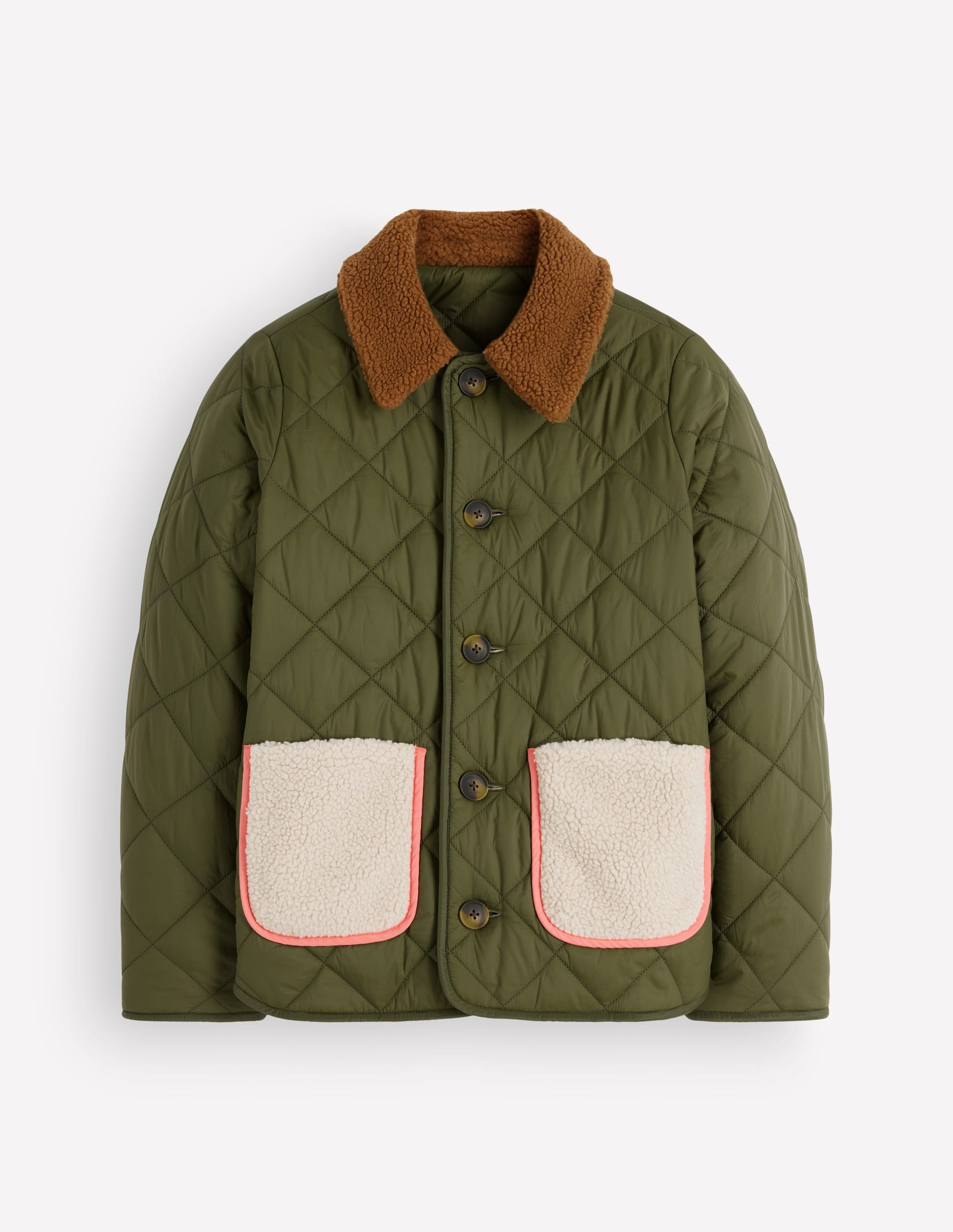 Reversible Borg Mix Coat-Woodland Green-7