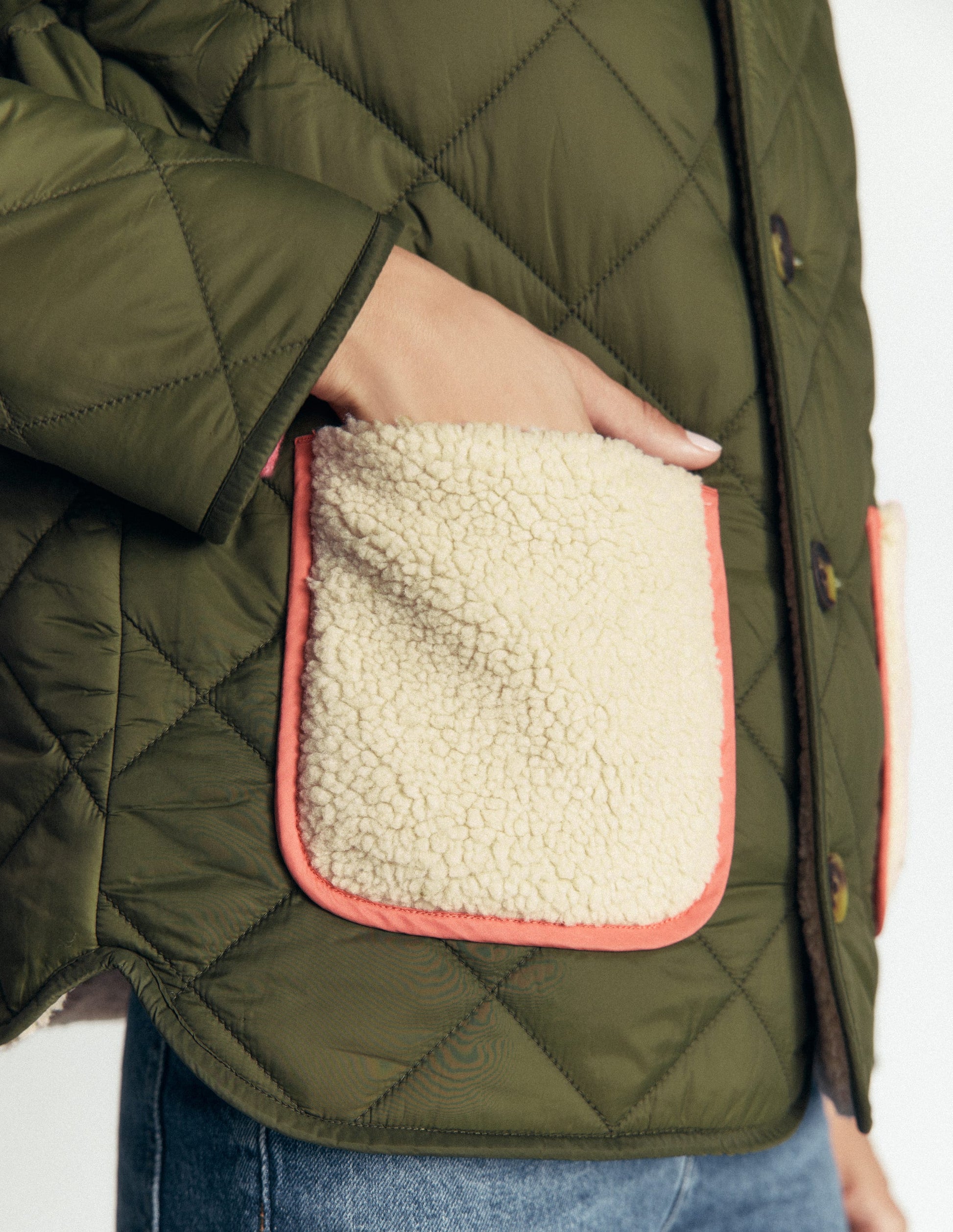 Reversible Borg Mix Coat-Woodland Green-3