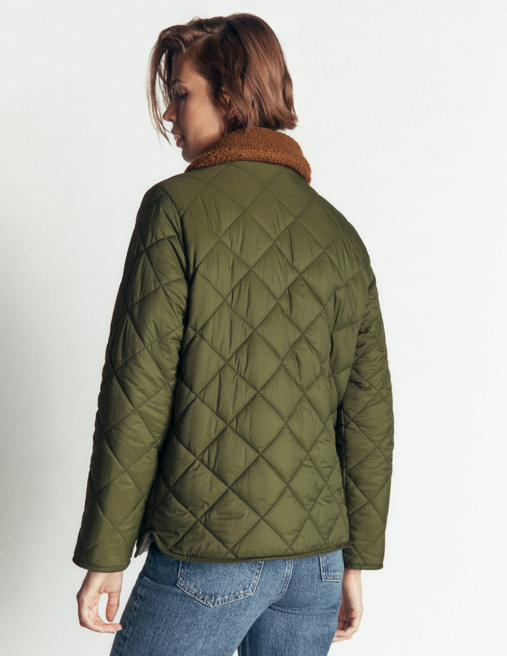 Reversible Borg Mix Coat-Woodland Green - Image 4