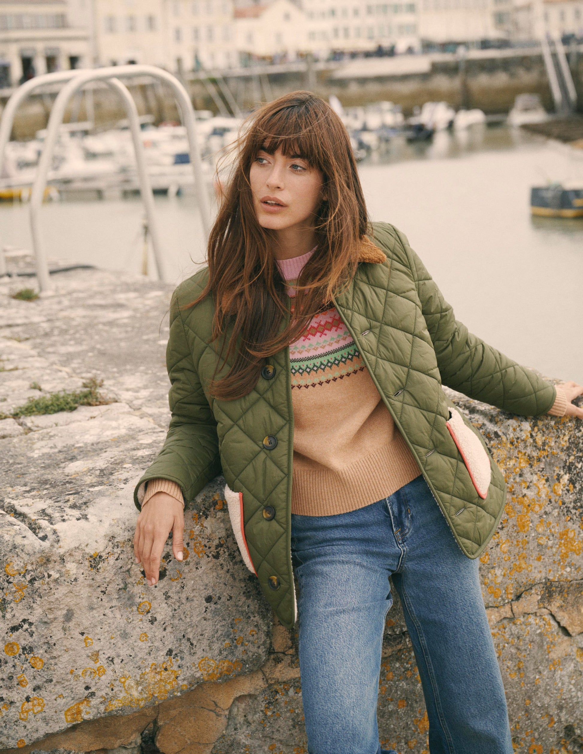 Reversible Borg Mix Coat-Woodland Green-1