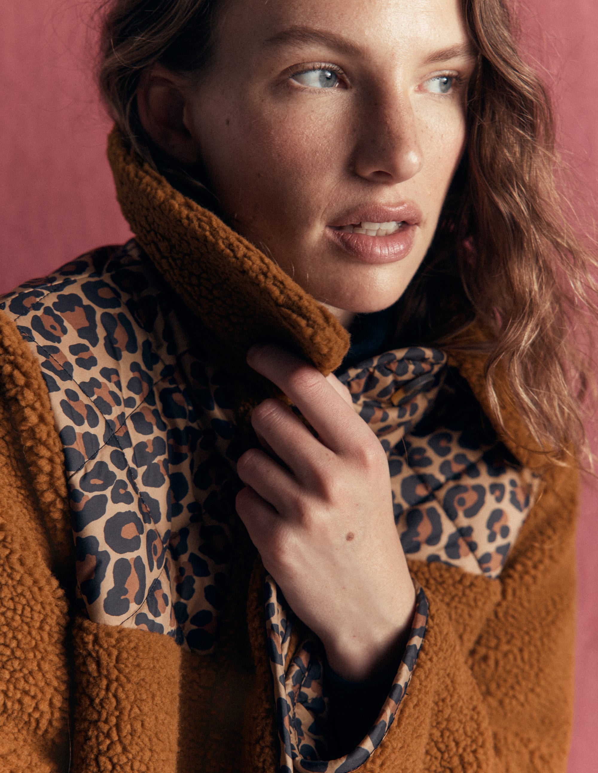 Reversible Borg Mix Coat-Leopard - Image 2