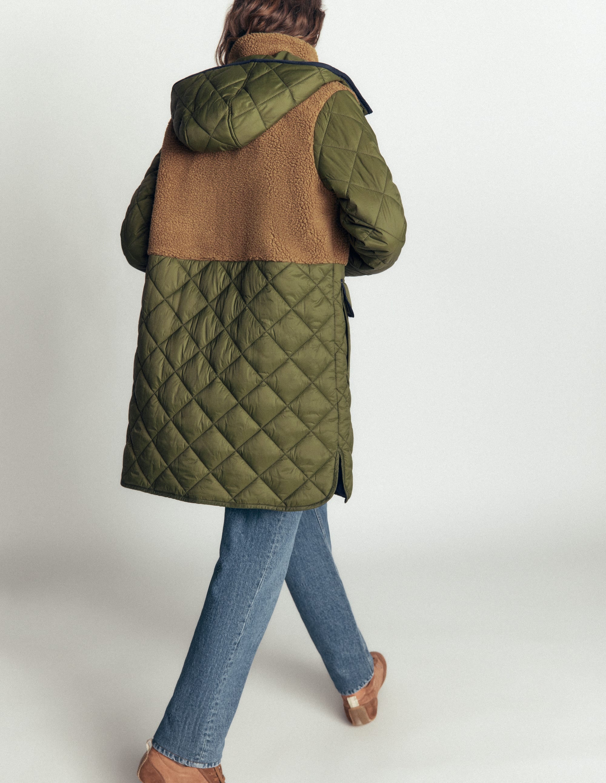 Borg Mix Coat-Woodland Green - Image 3