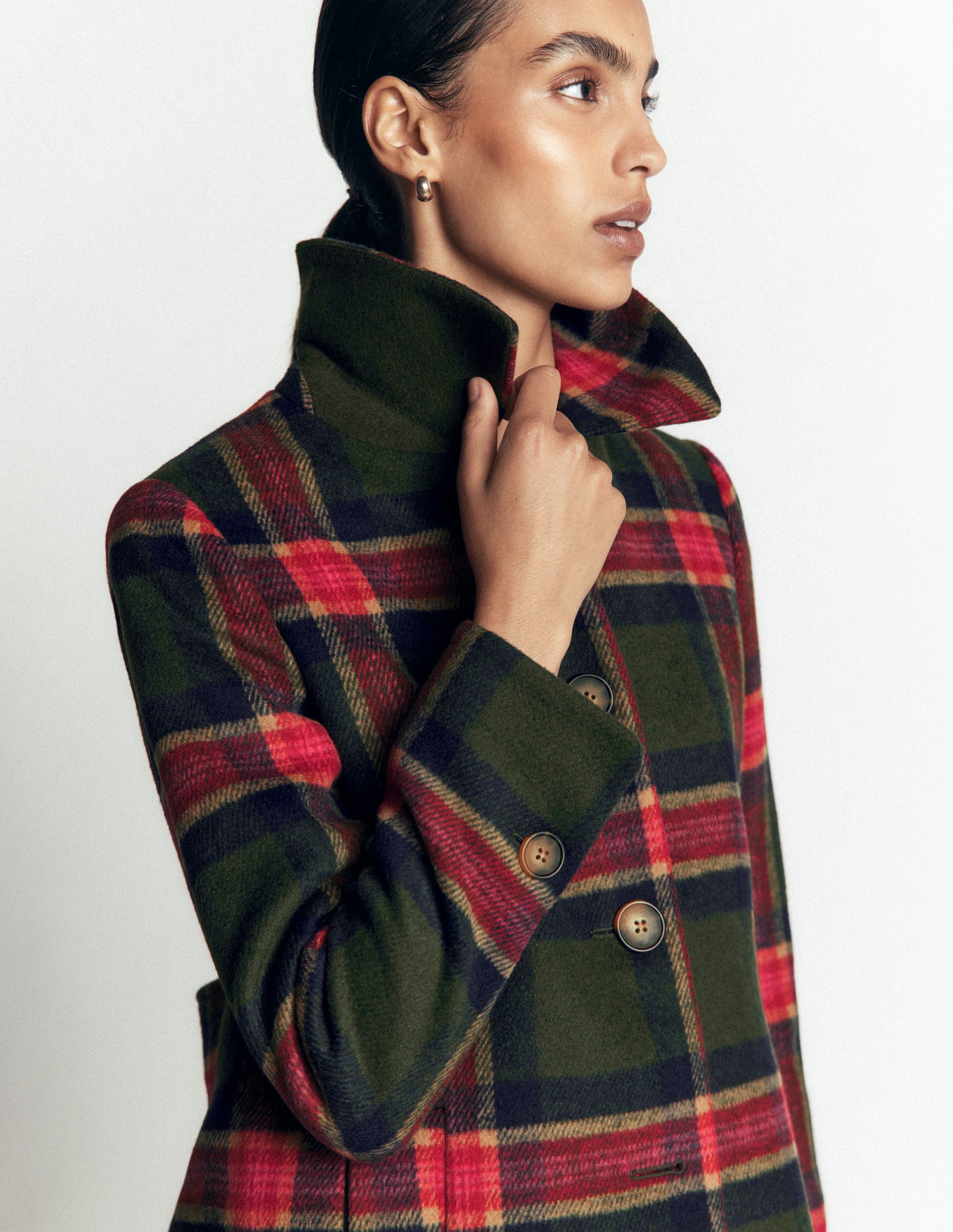 Aylesford Wool Coat-Olive, Navy and Red Check-3