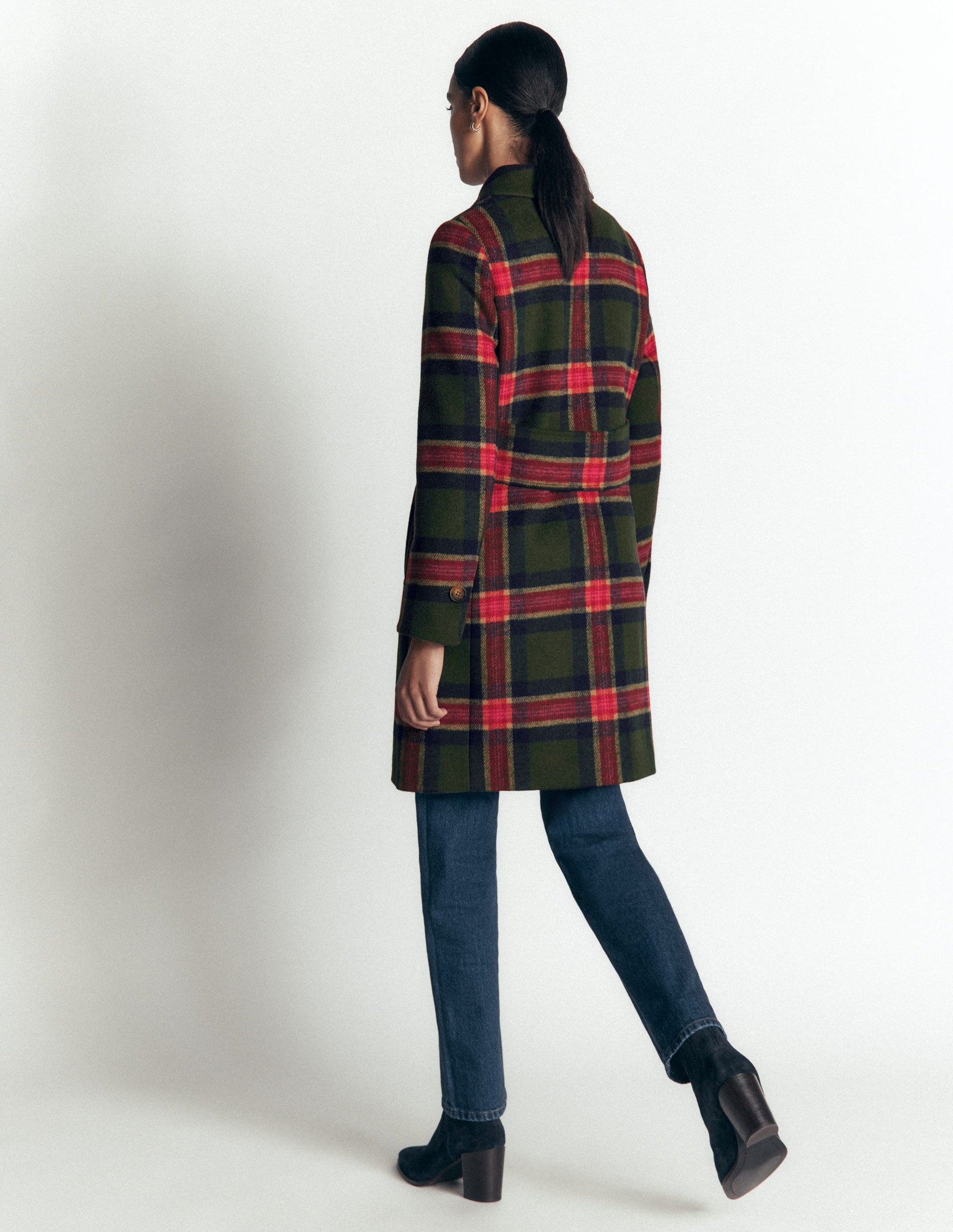 Aylesford Wool Coat-Olive, Navy and Red Check-4
