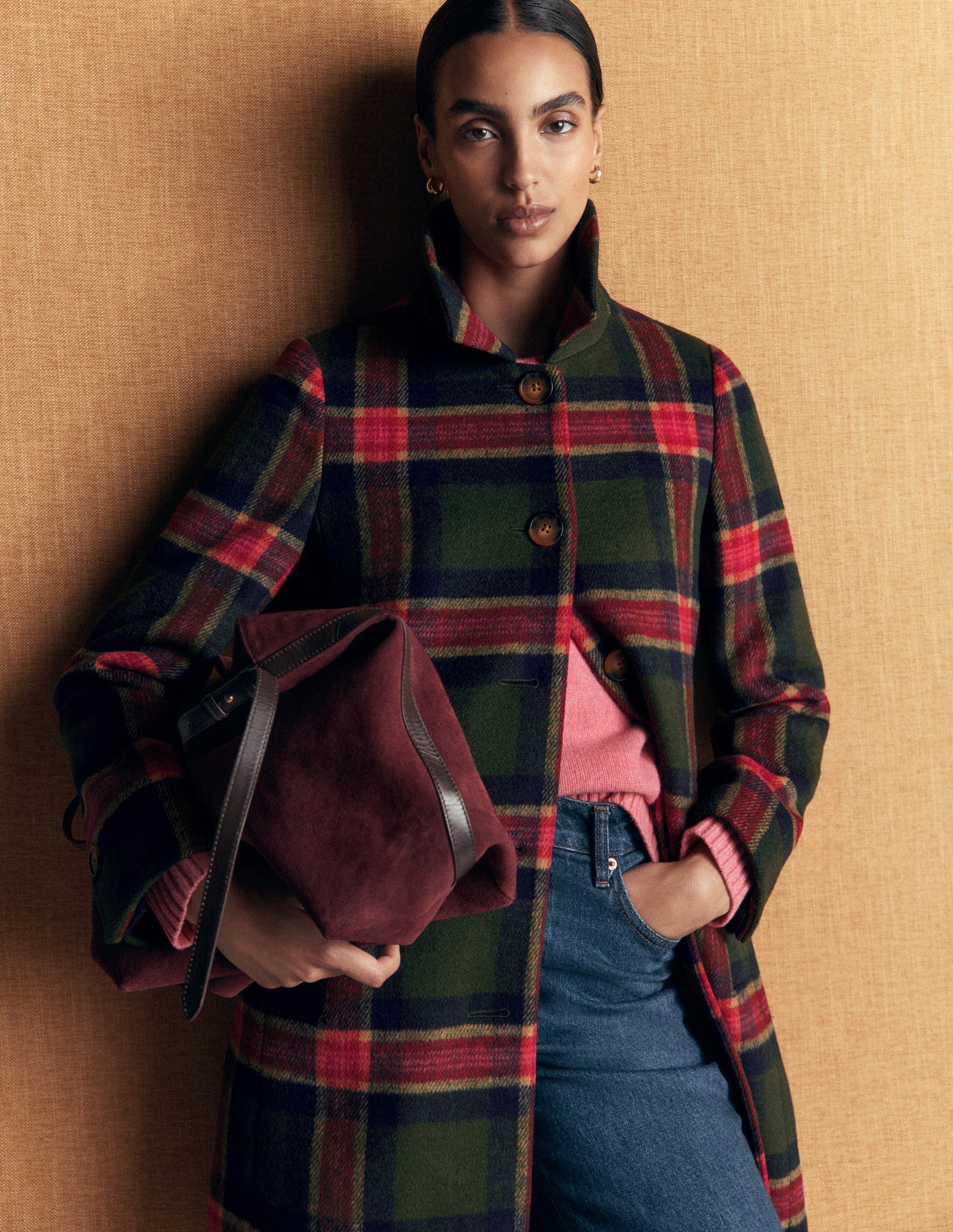 Aylesford Wool Coat-Olive, Navy and Red Check-5