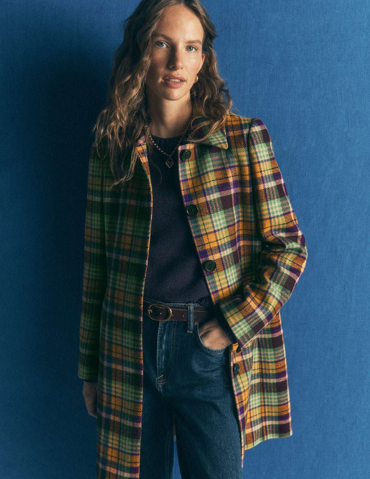 Aylesford Wool Coat-Yellow, Maroon Multi Check-3