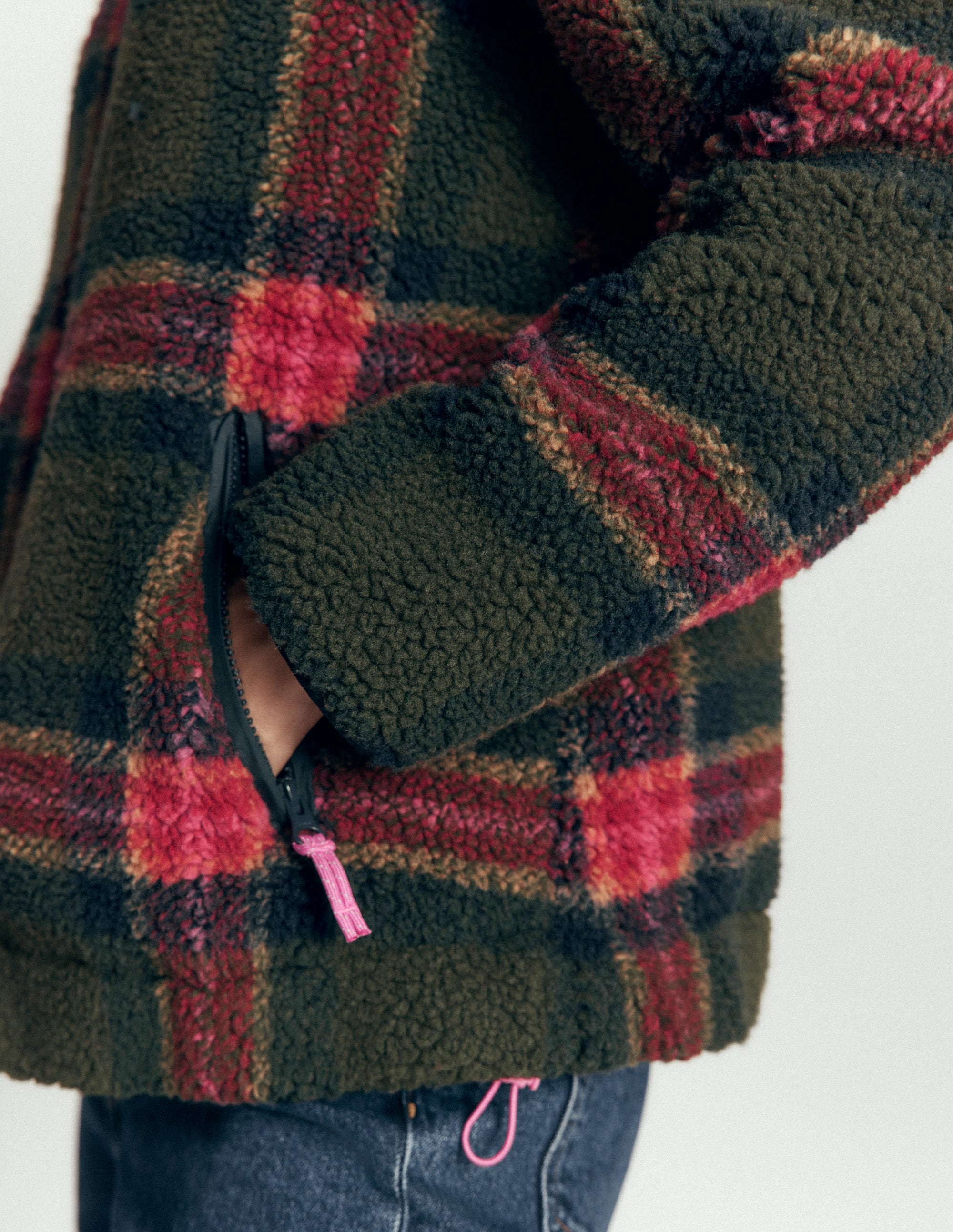 Alnwick Borg Jacket-Olive, Navy and Red Check - Image 2