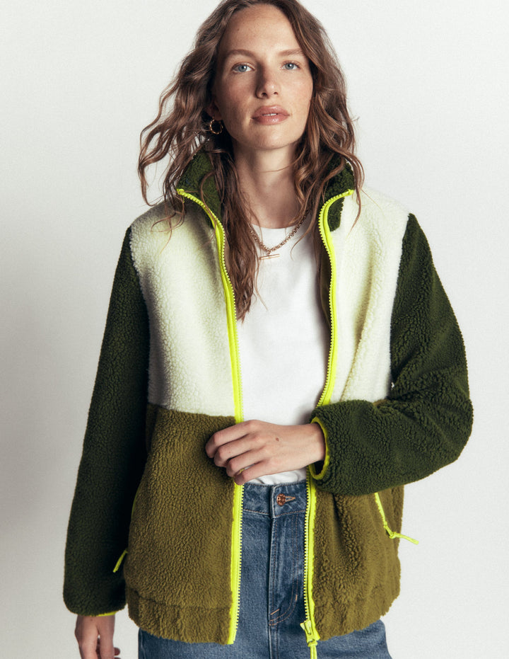 Alnwick Borg Jacket-Green, Ivory Colour Block