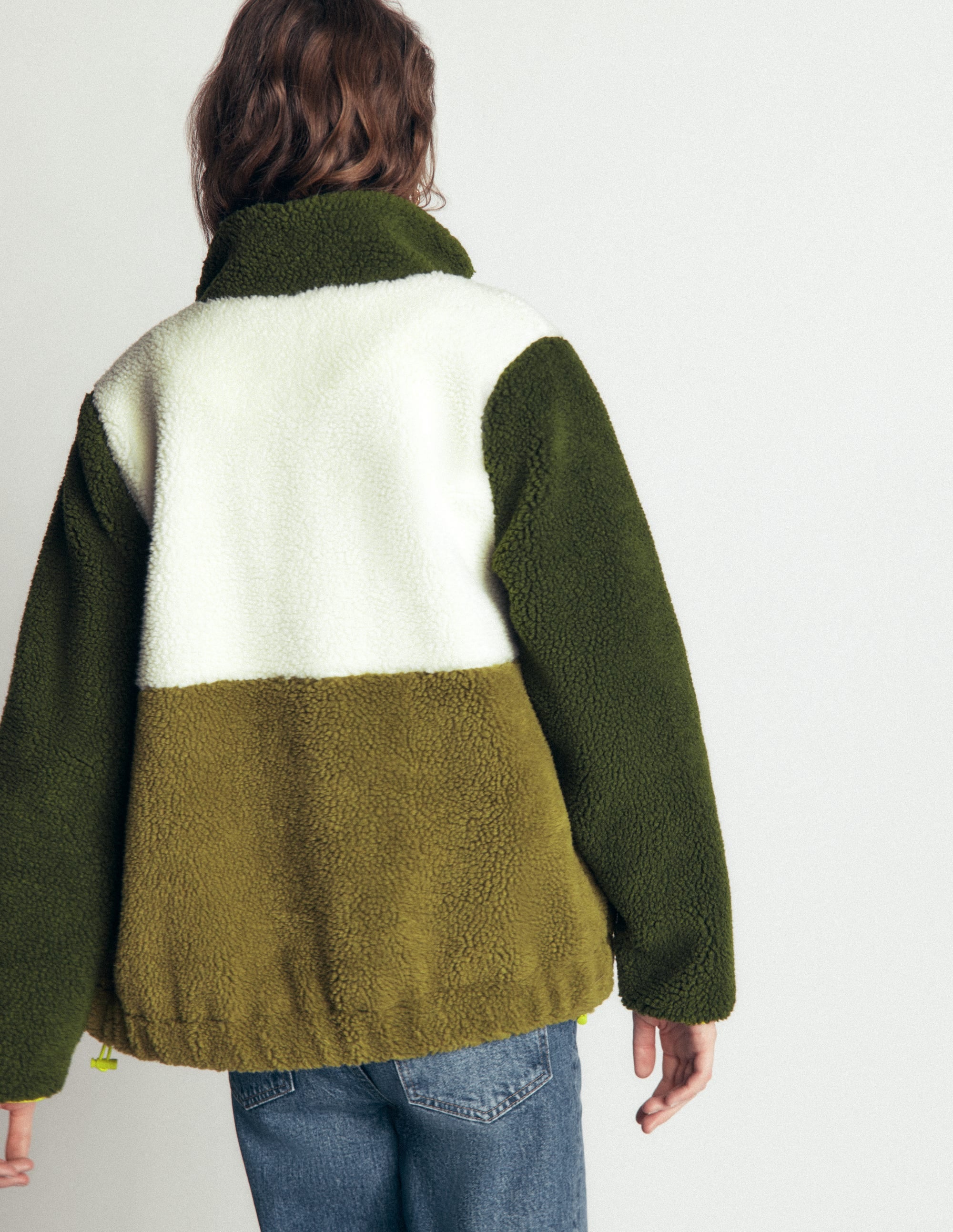 Alnwick Borg Jacket-Green, Ivory Colour Block - Image 3