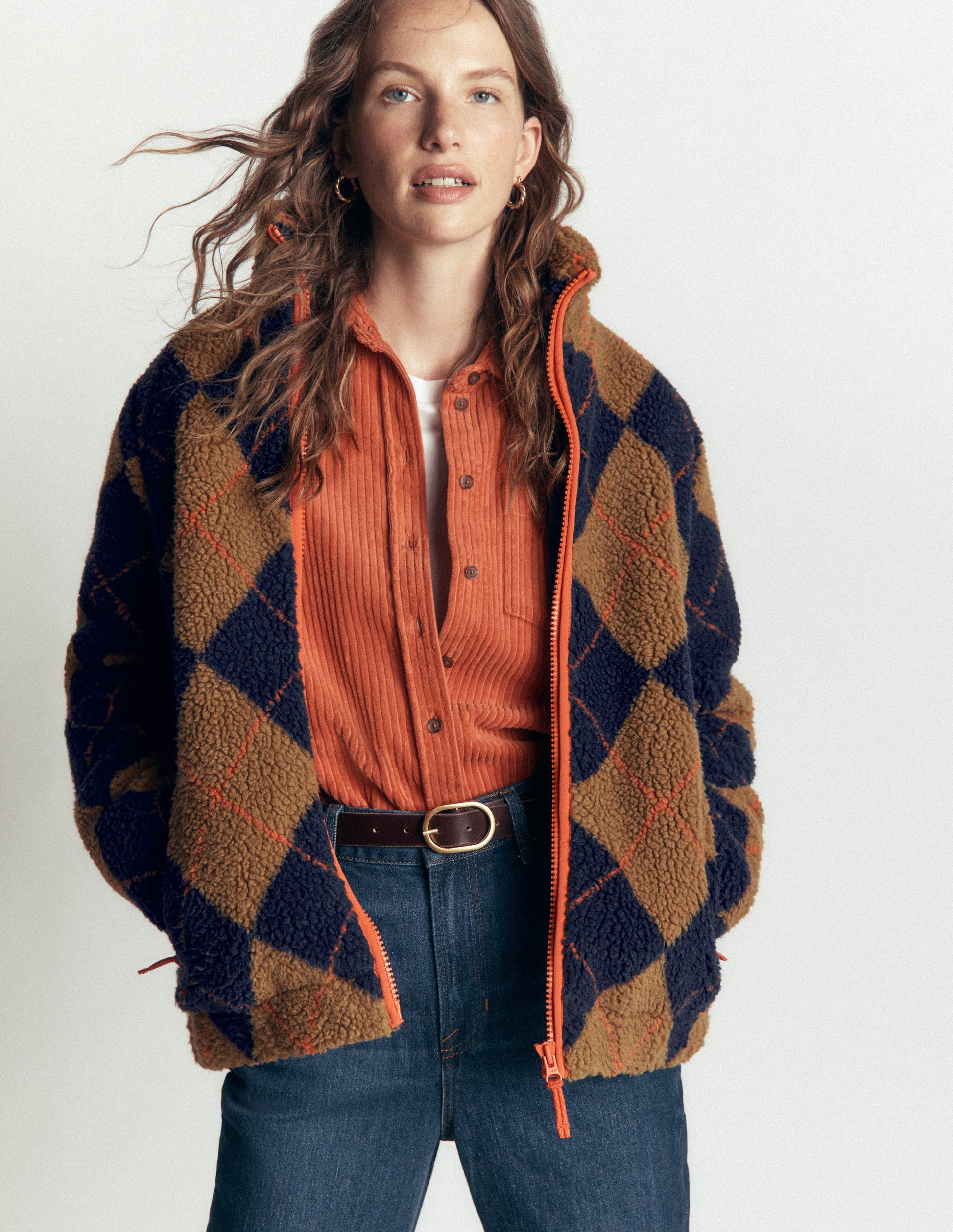 Alnwick Borg Jacket-Camel, Navy & Orange Argyle-3