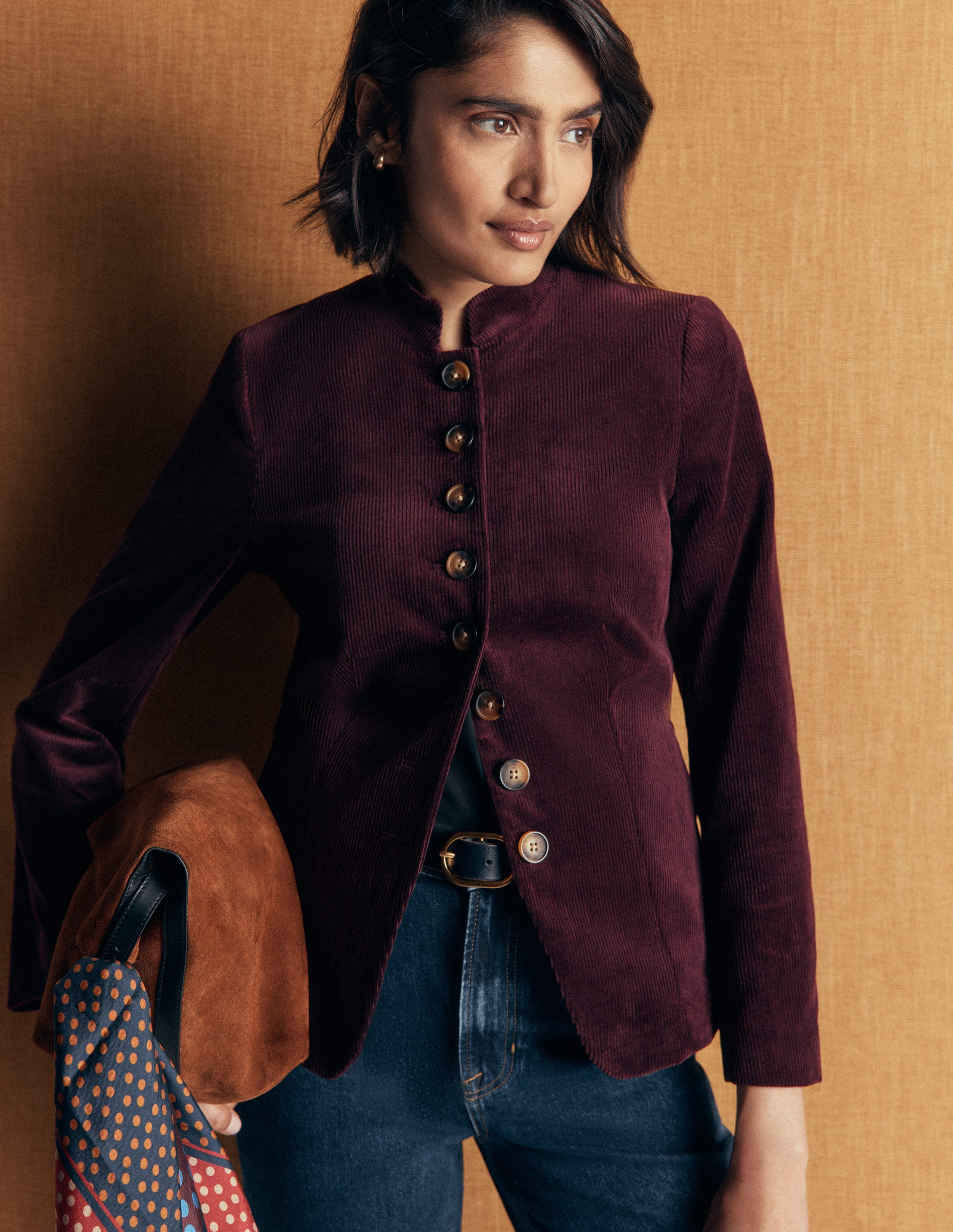 Hereford Military Cord Jacket-Dark Cherry - Image 2