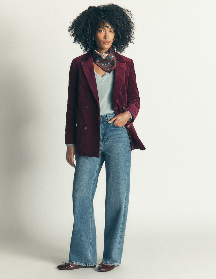 Keswick Cord Blazer-Dark Crimson