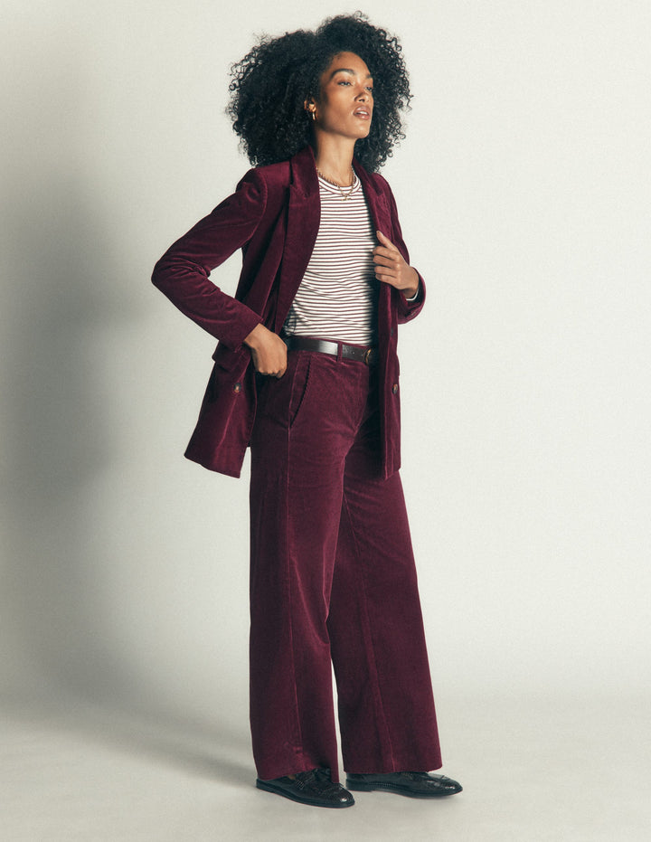 Keswick Cord Blazer-Dark Crimson