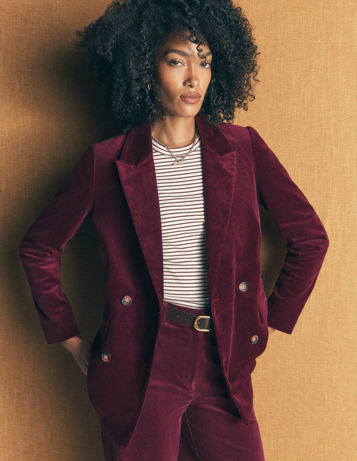 Keswick Cord Blazer-Dark Crimson-4