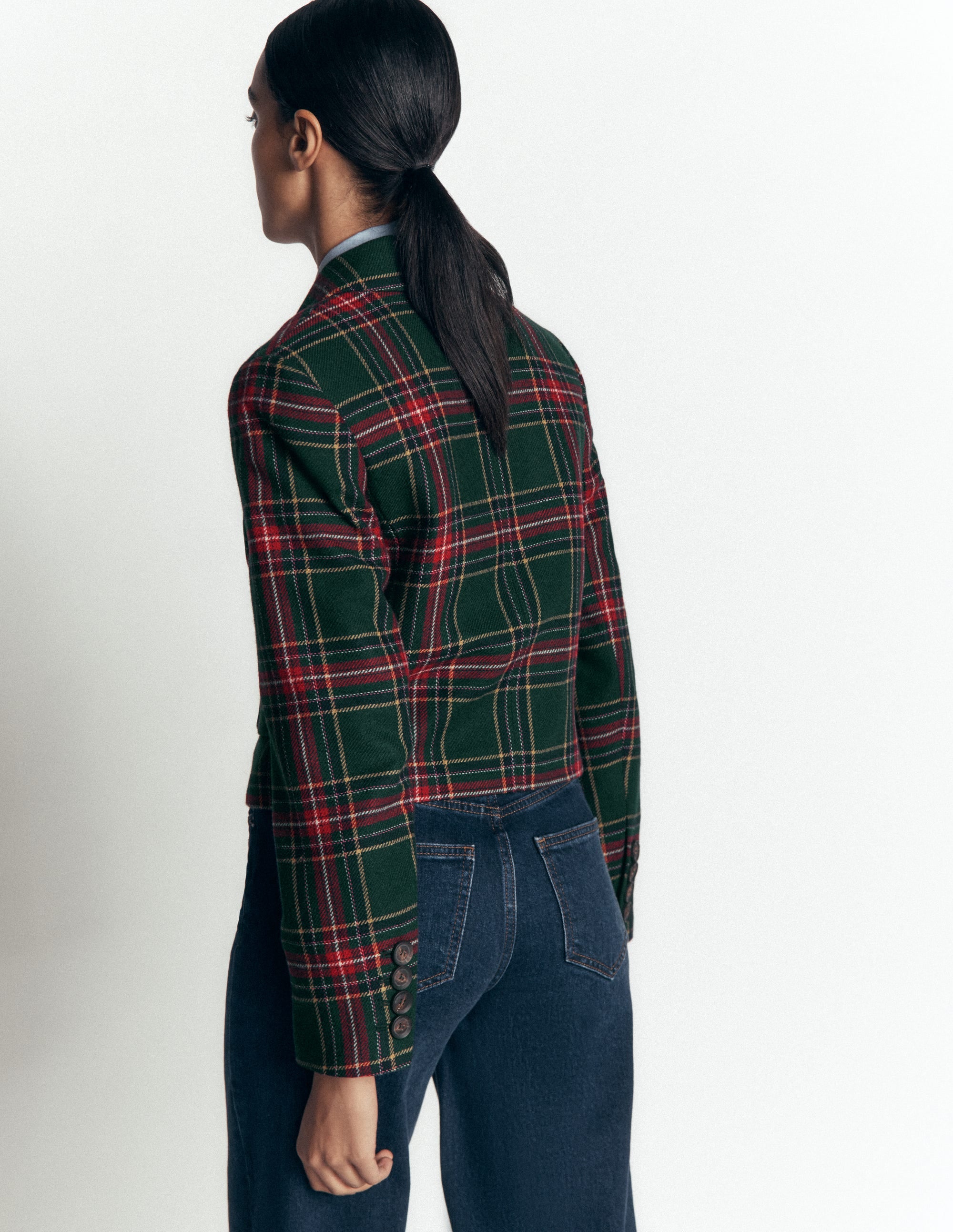 Dartmouth Wool Blend Blazer-Green, Navy and Red Check - Image 4
