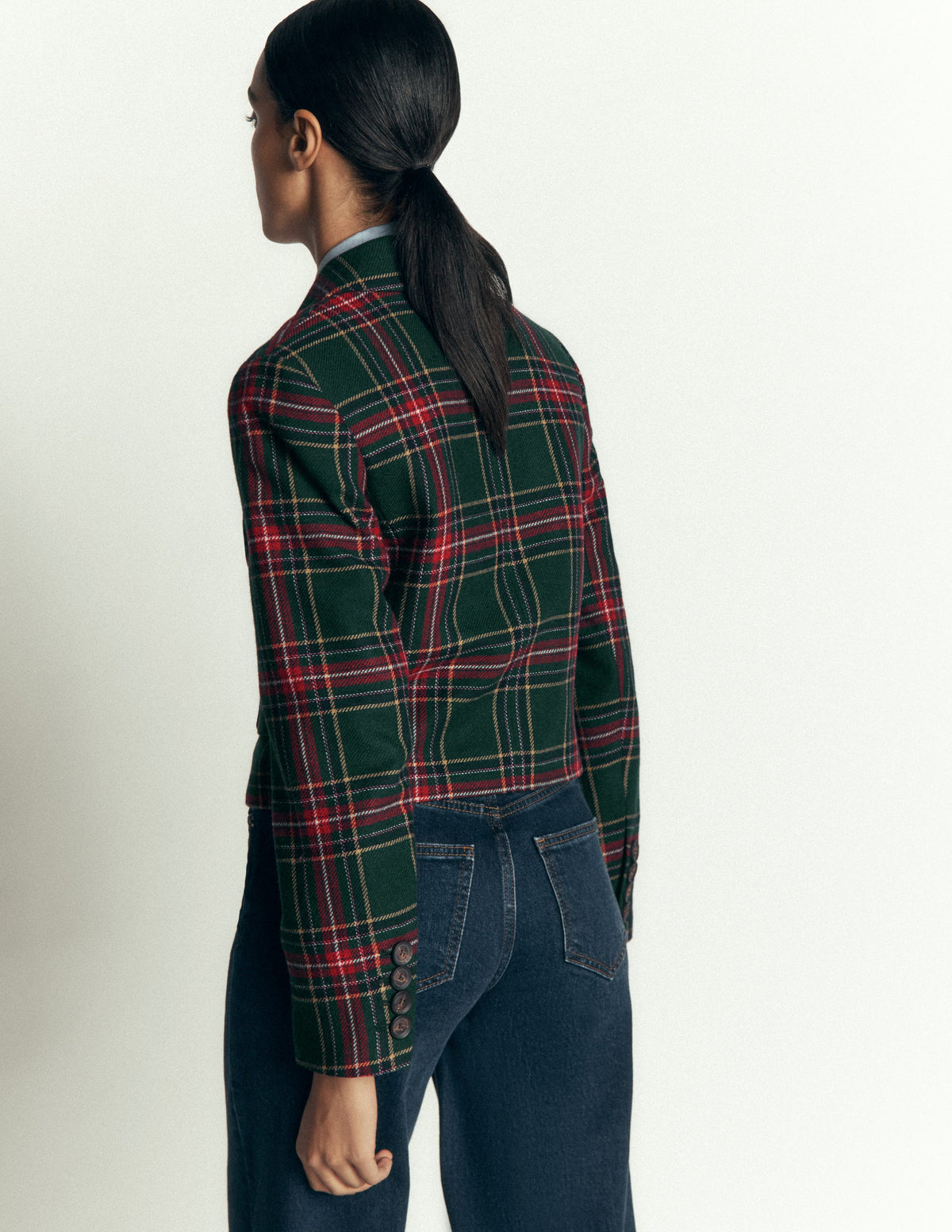 Dartmouth Wool Blend Blazer-Green, Navy and Red Check - Image 3