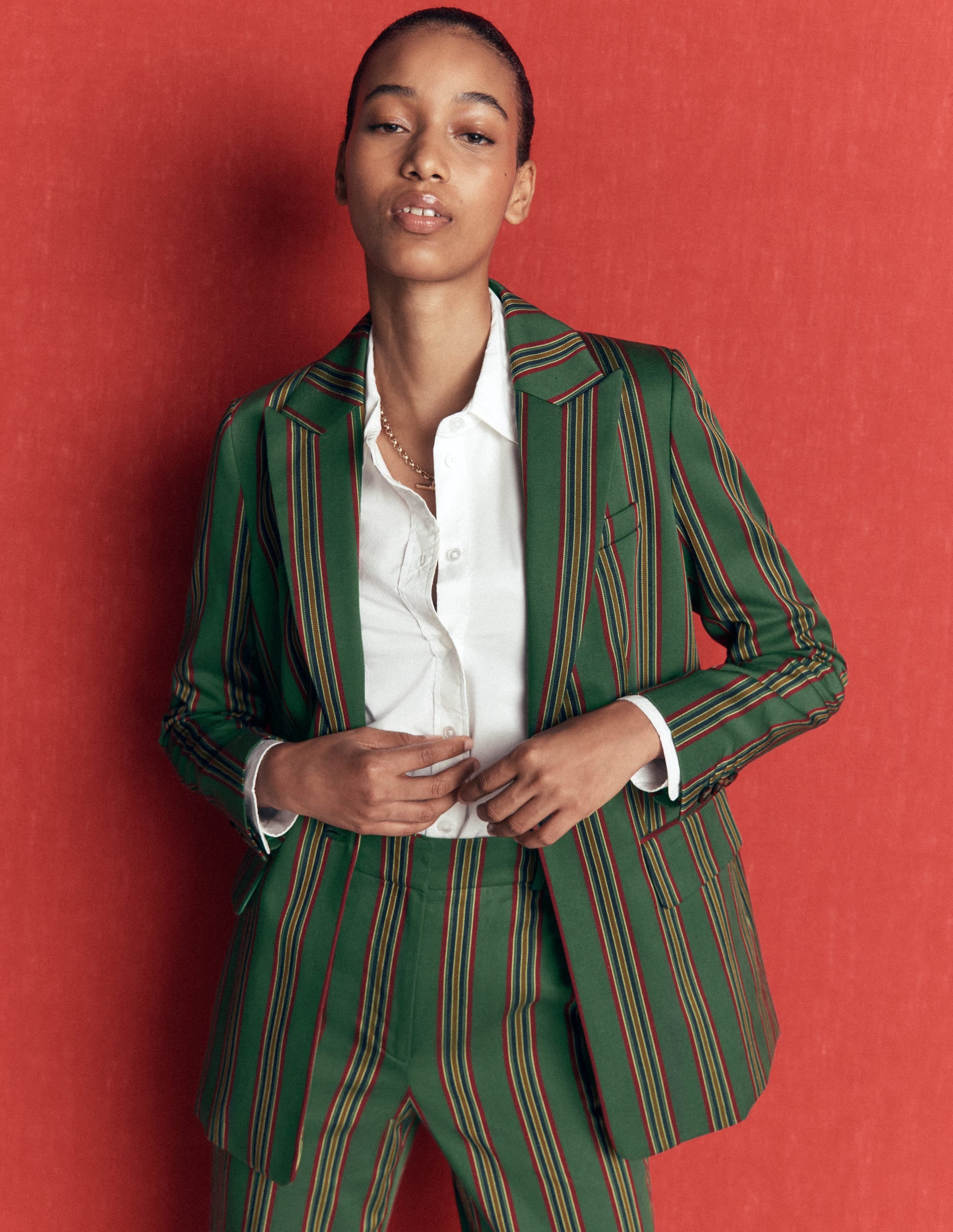 Woodbridge Tailored Blazer-Green, Collegic Stripe - Image 1