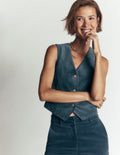 V-Neck Waistcoat-Storm Blue