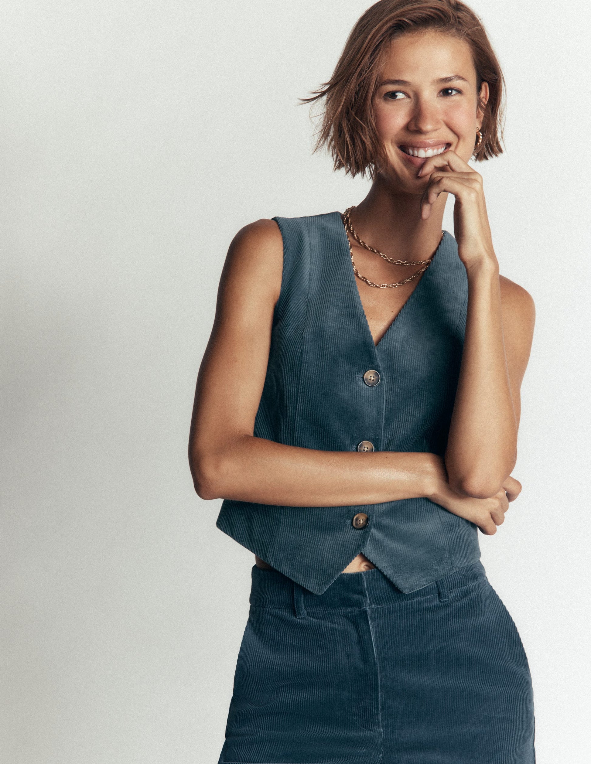 V-Neck Waistcoat-Storm Blue-1