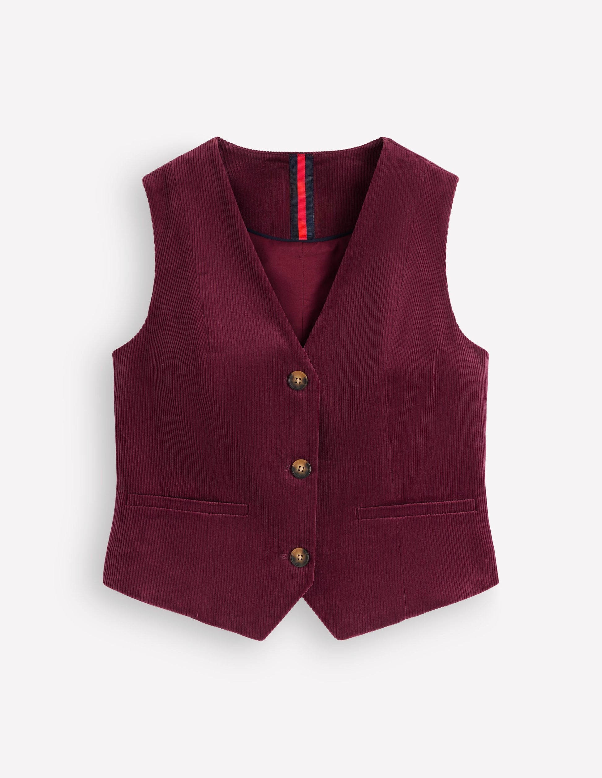 V-Neck Waistcoat-Dark Crimson-5