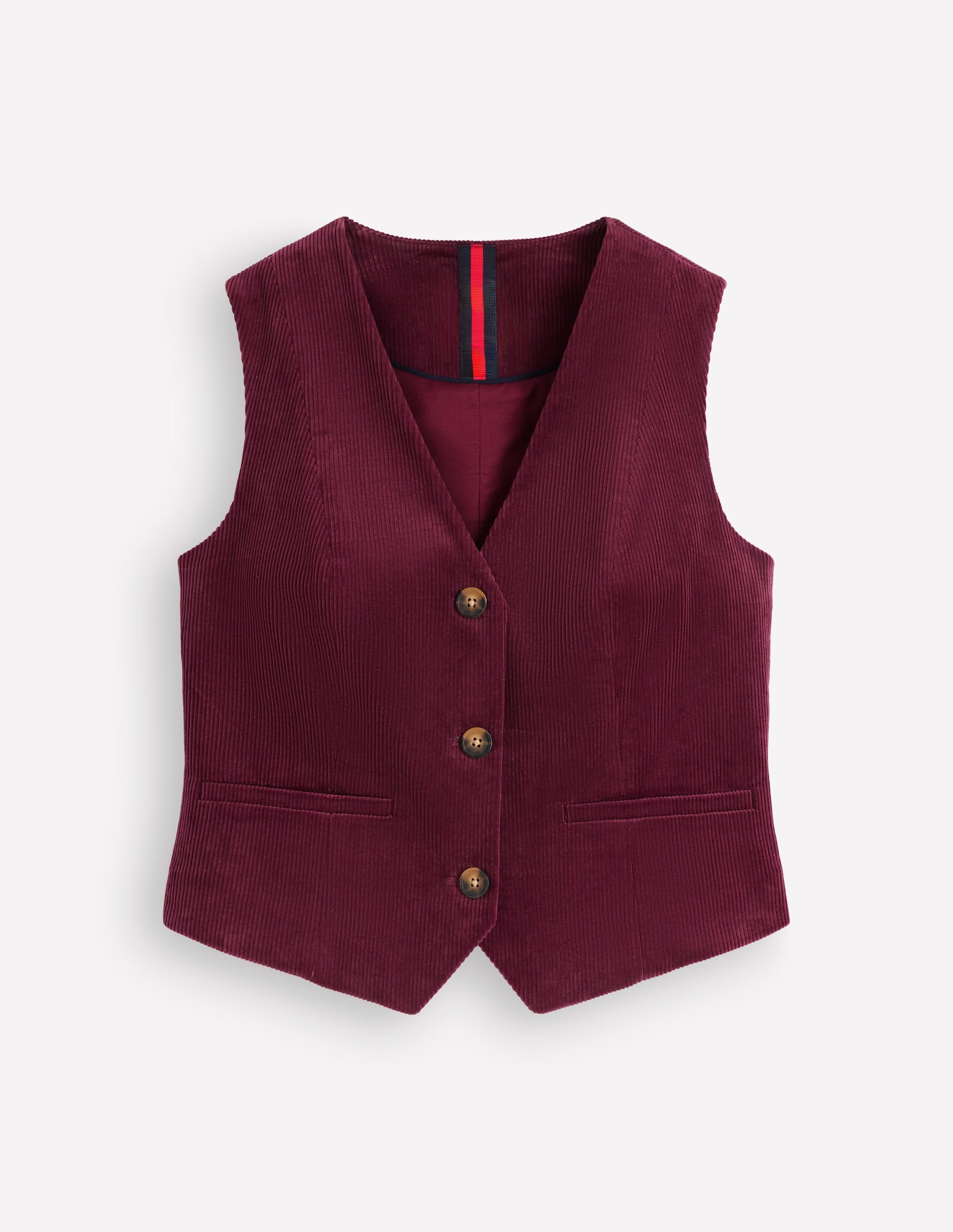 V-Neck Waistcoat-Dark Crimson - Image 5