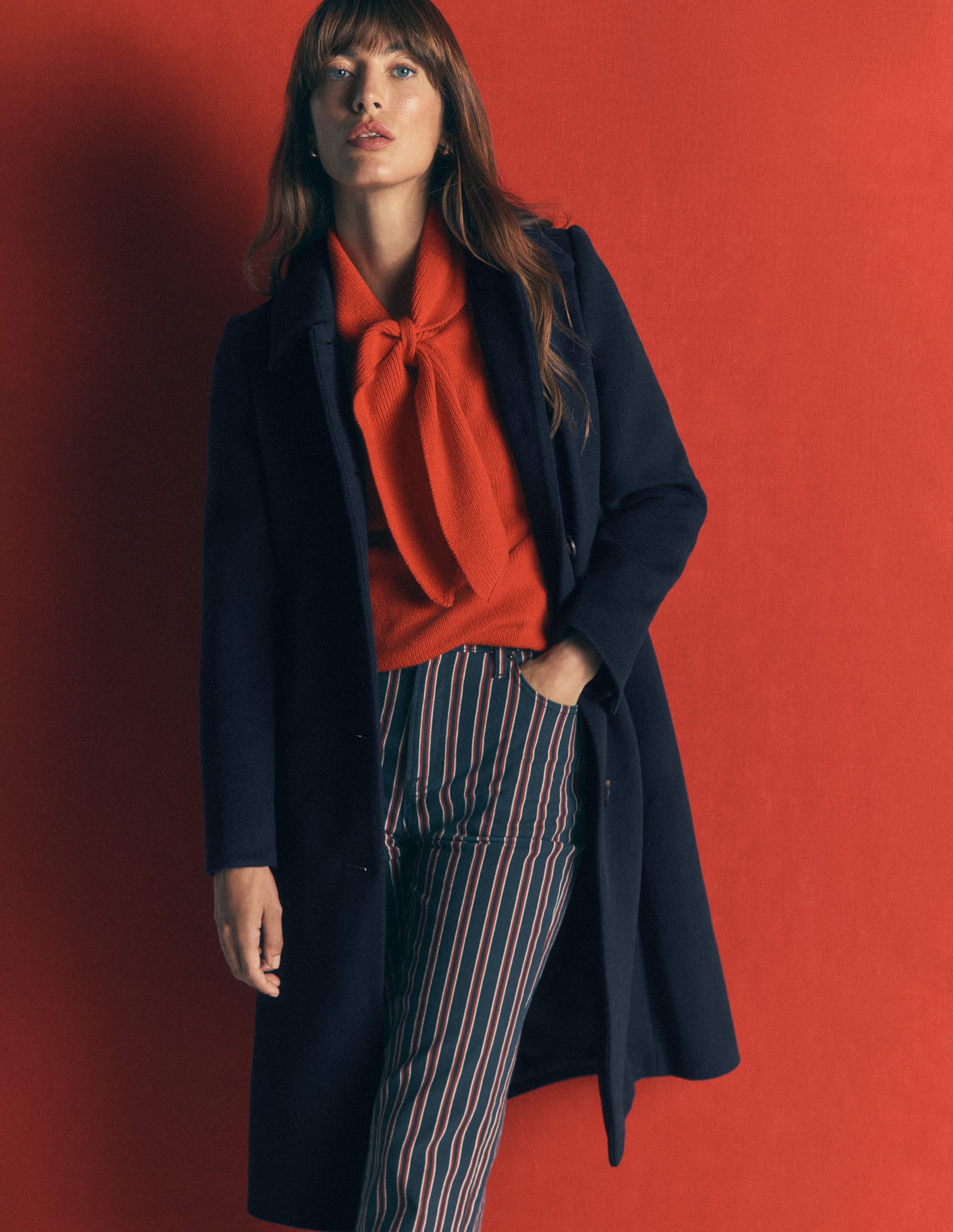 Aylesford Longline Coat-Navy - Image 1