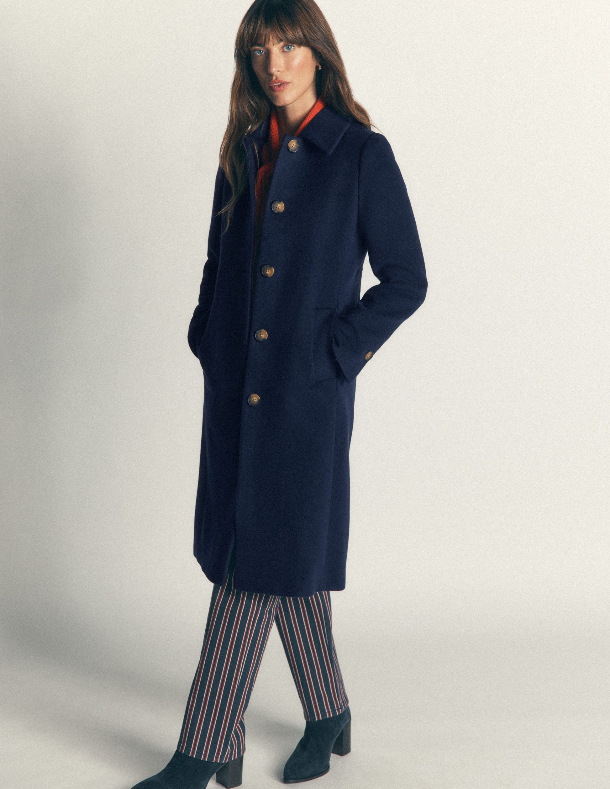 Aylesford Longline Coat-Navy-4