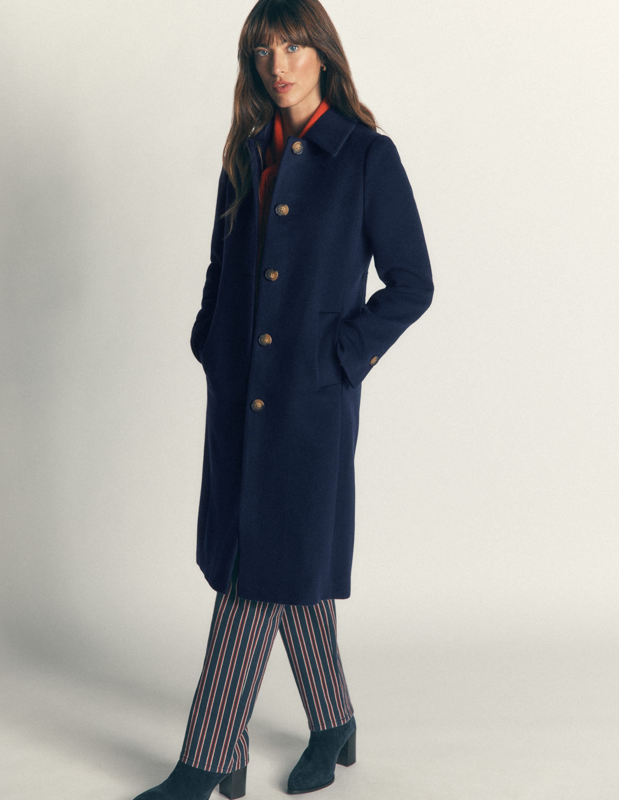 Aylesford Longline Coat-Navy - Image 4