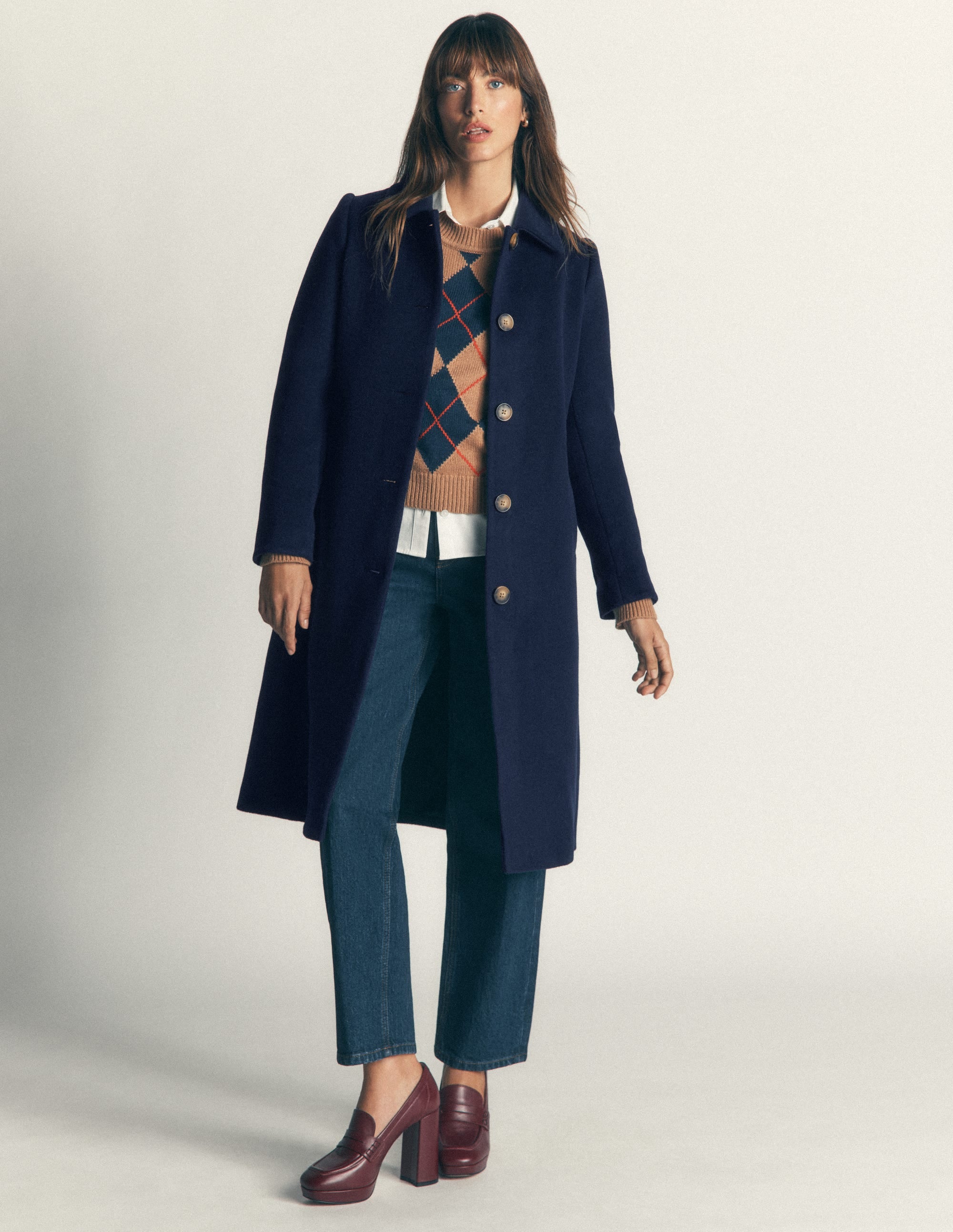 Aylesford Longline Coat-Navy - Image 6