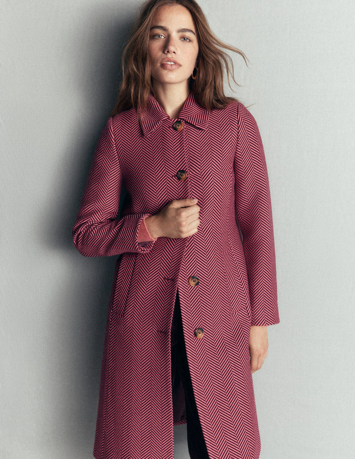 Aylesford Longline Coat-Herringbone